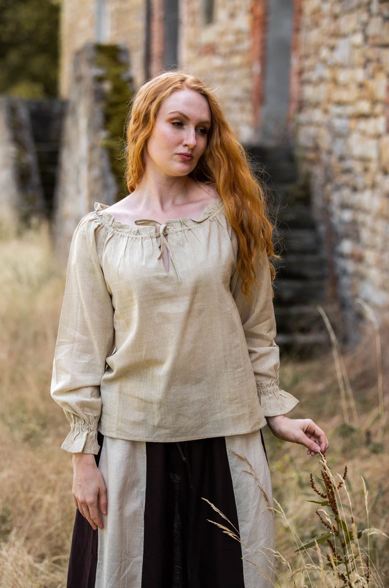 Cream medieval blouse, with long sleeves
