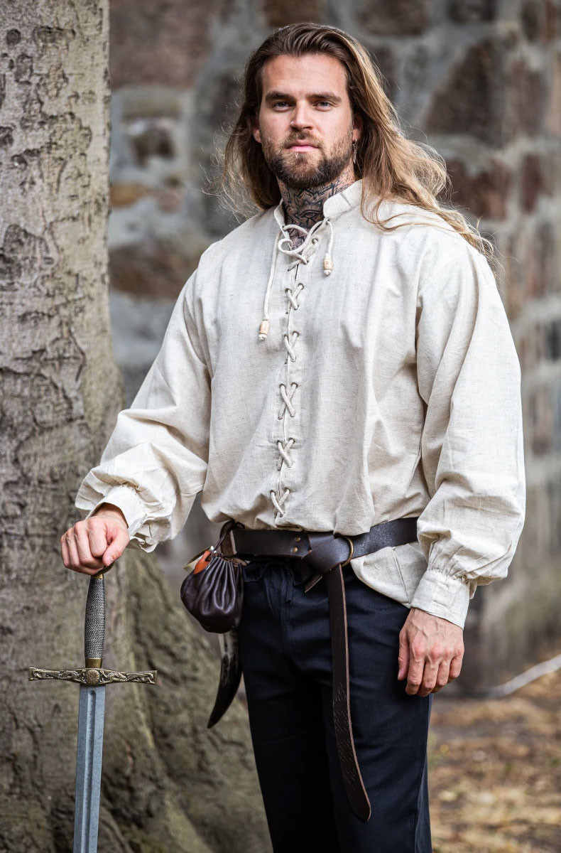 Medieval shirt with ties Dagwin model, natural white