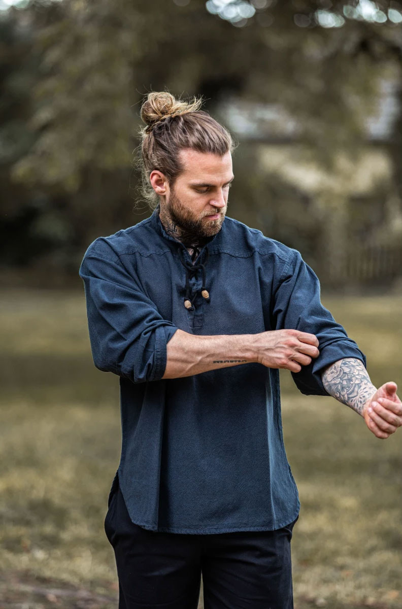 Medieval shirt laces model Ansbert, blue color