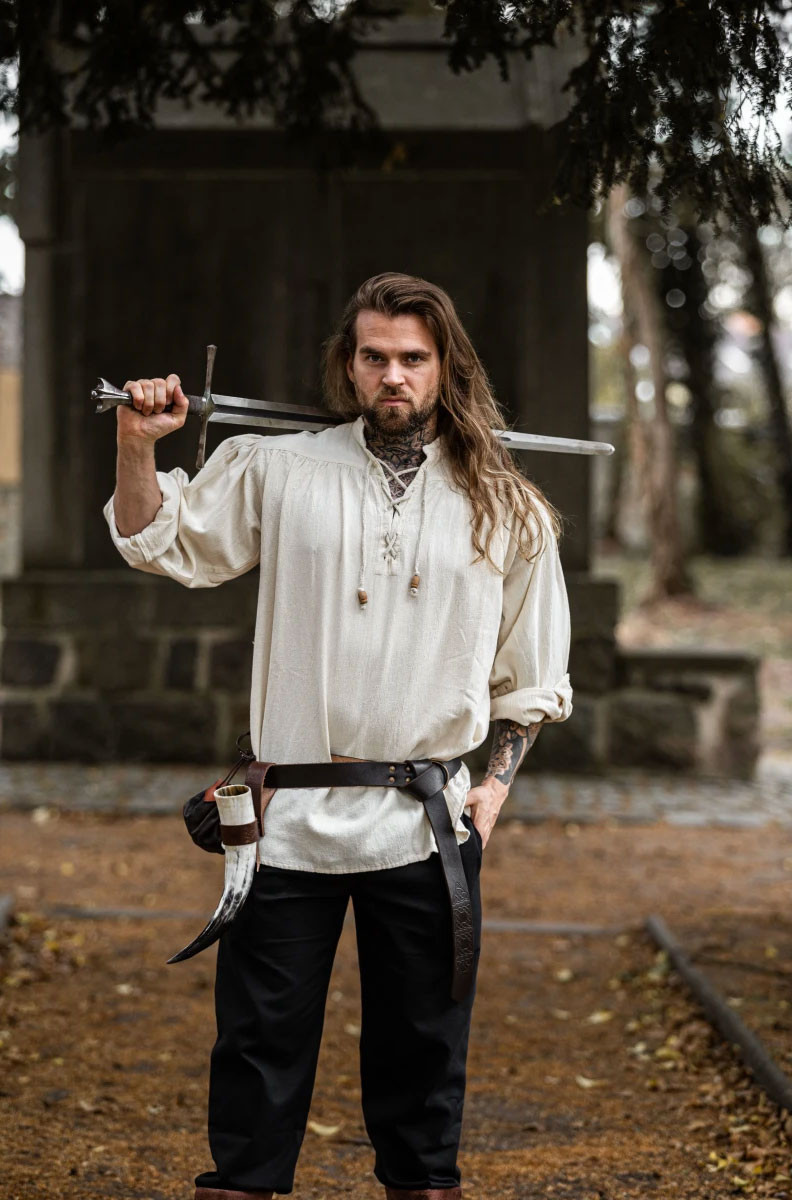Cream medieval shirt with ties