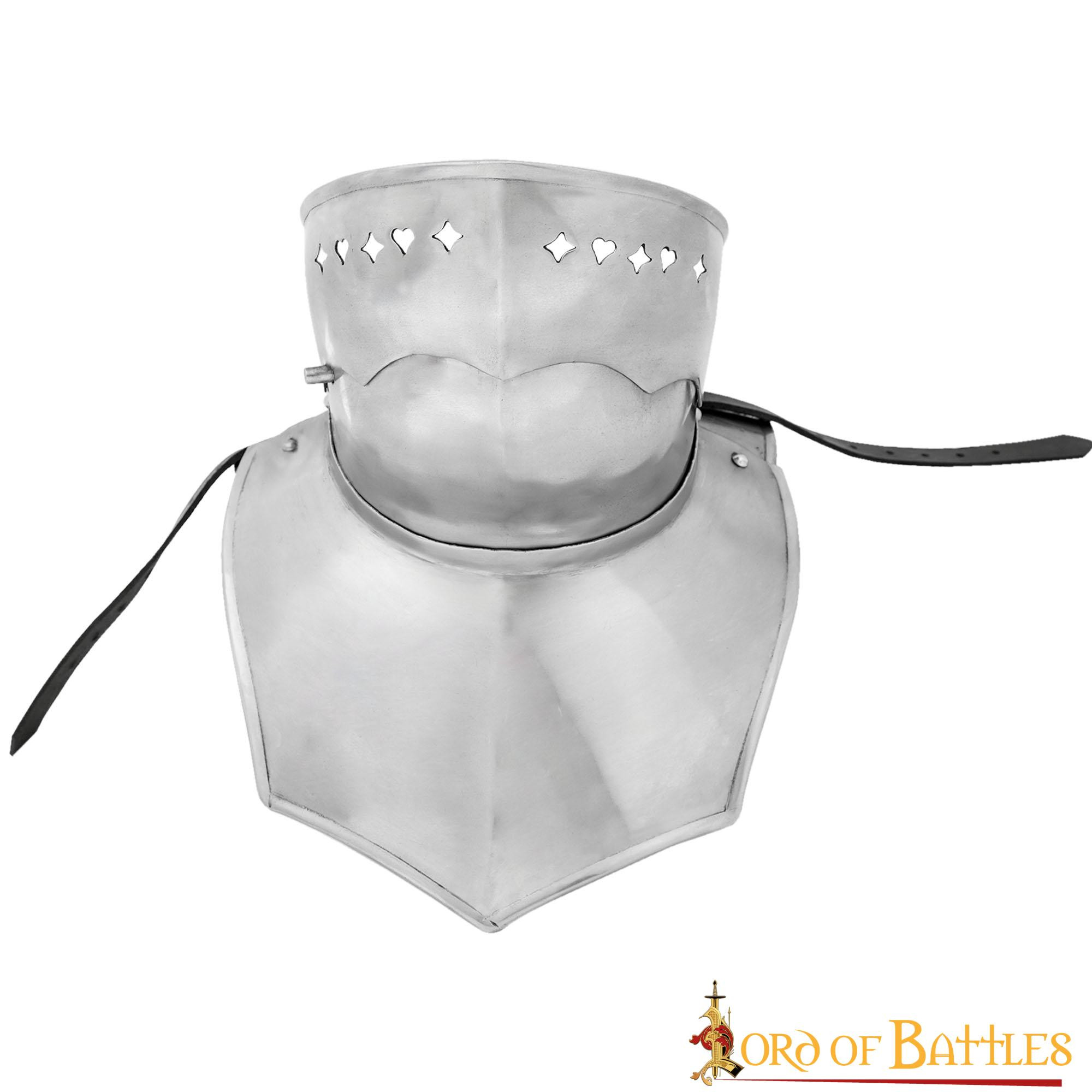 Gothic gorget with folding mask, polished finish
