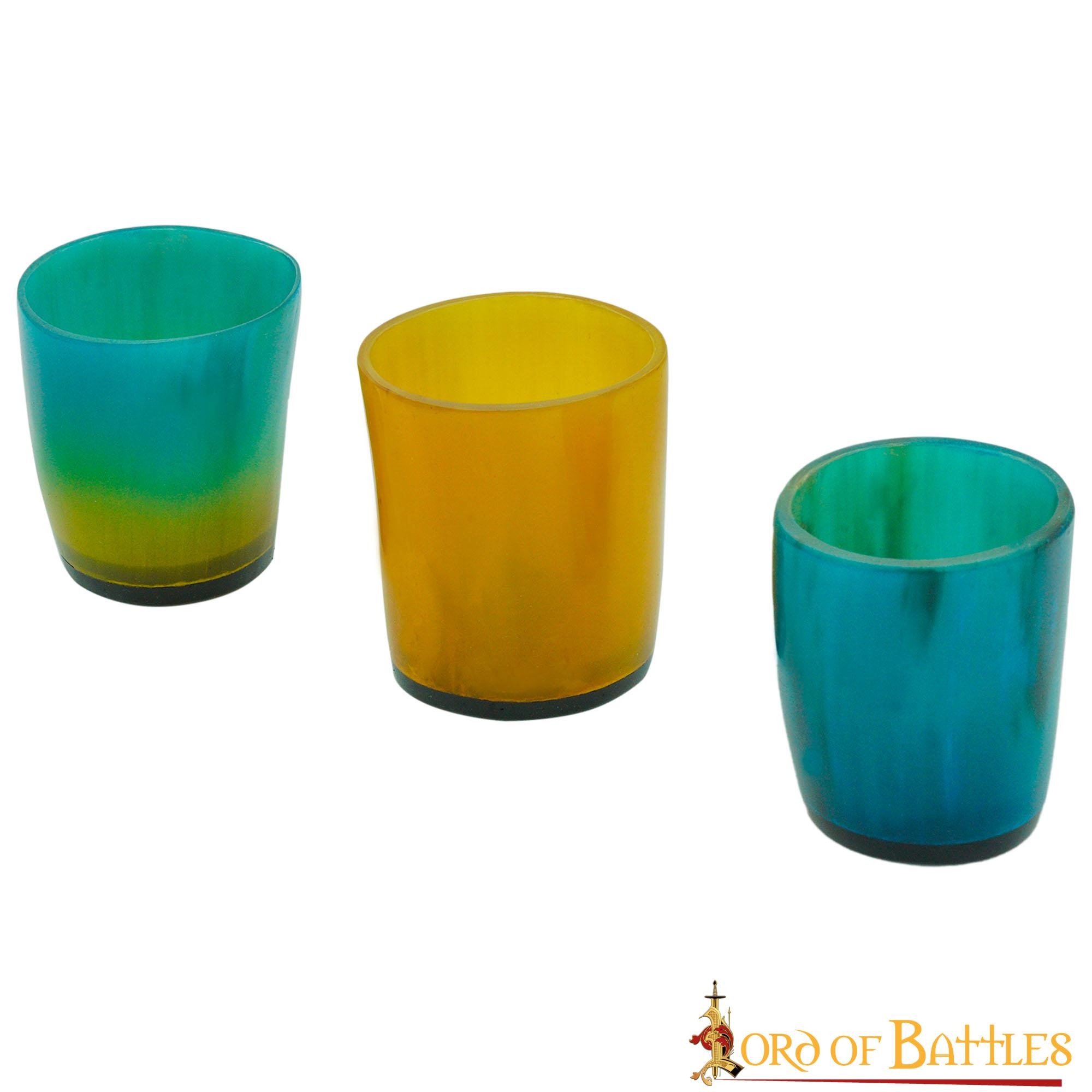 Set of 3 colorful ox horn shot glasses