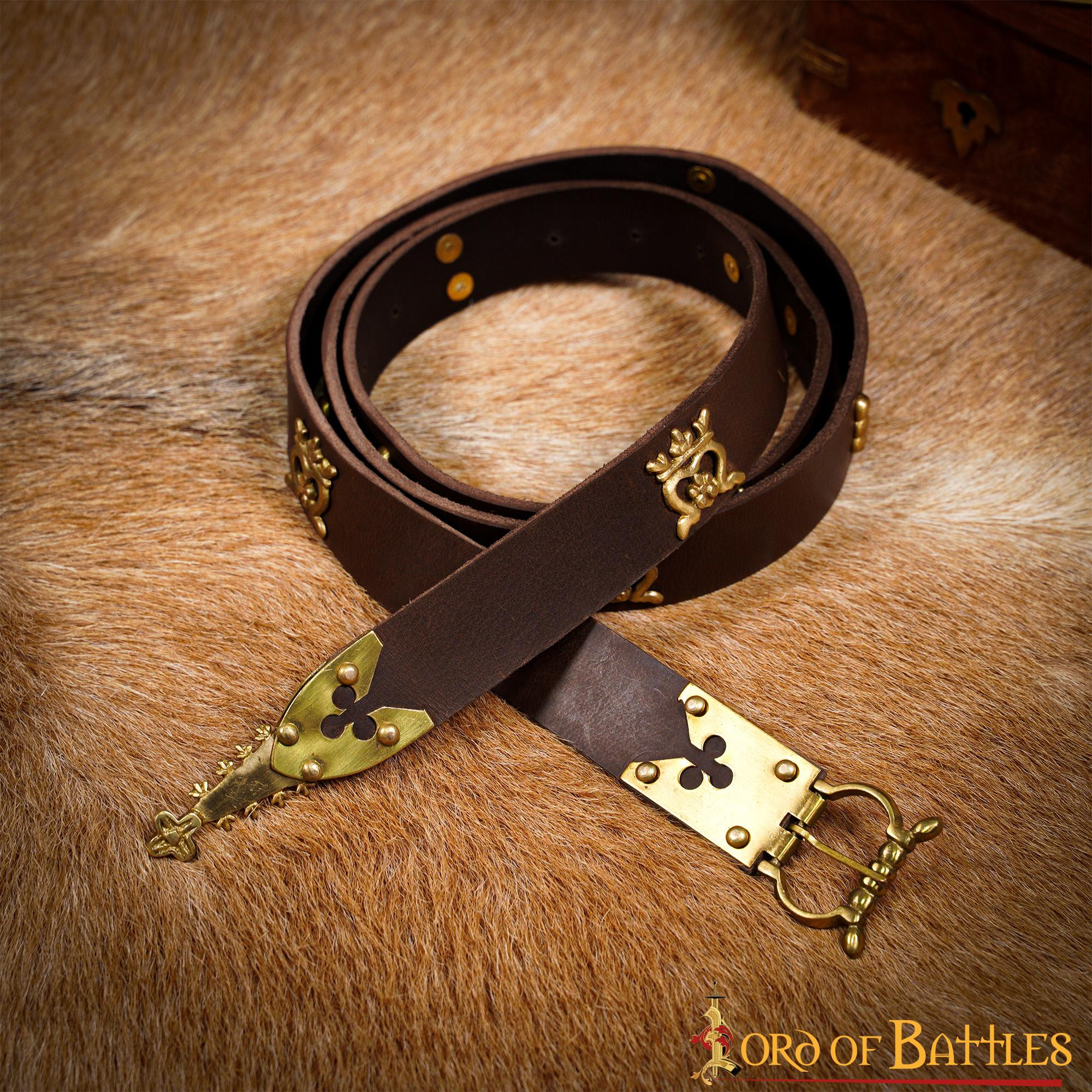 Brown Gothic Knight belt with brass details