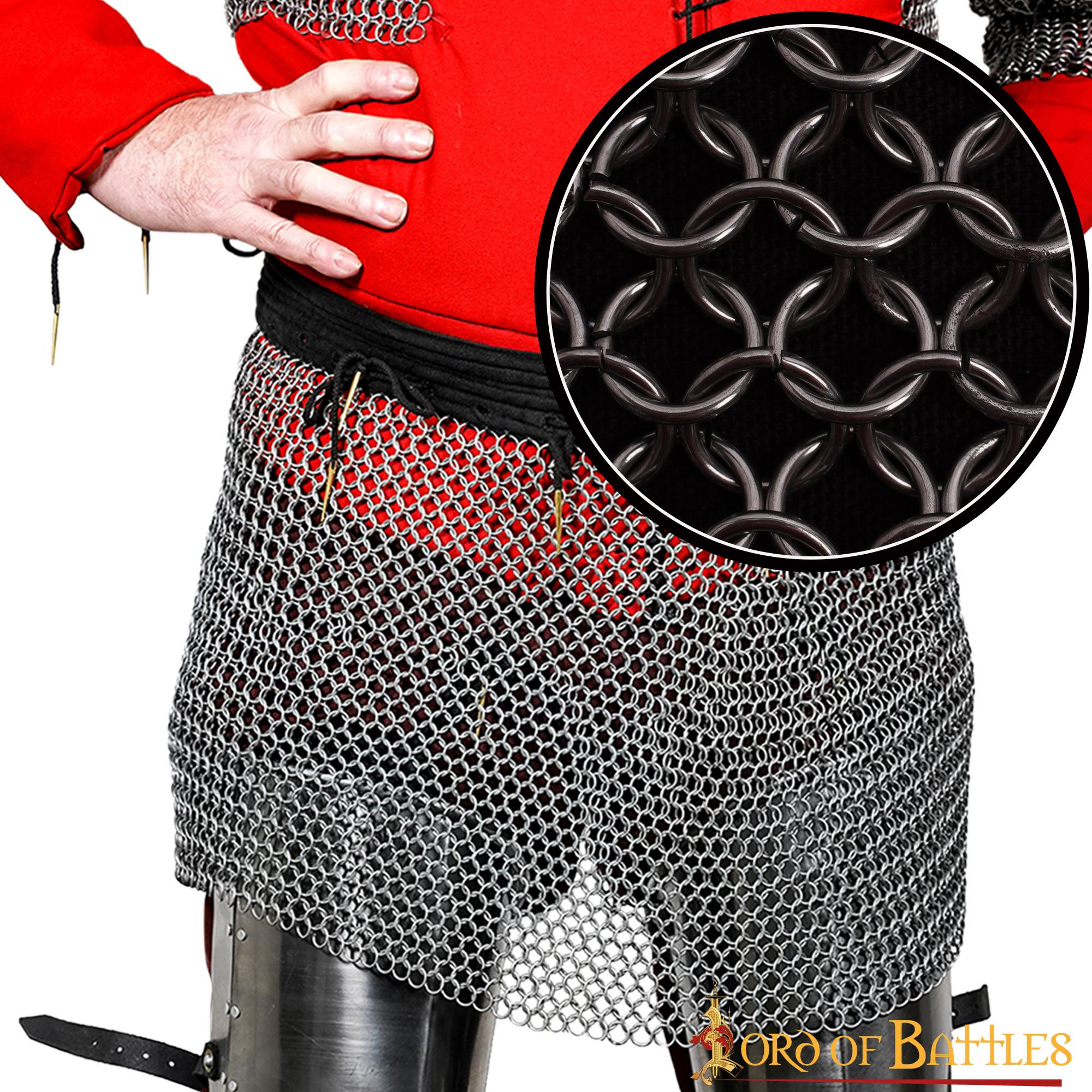 Medieval round ring chainmail skirt, 9 mm.