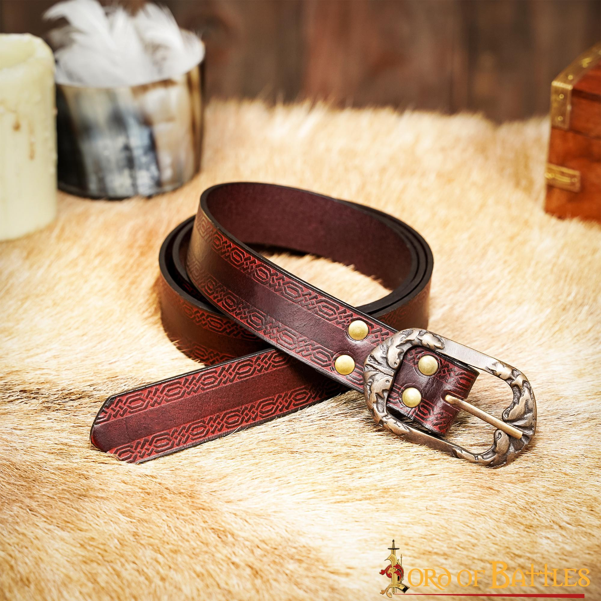 Brown medieval belt embossed design