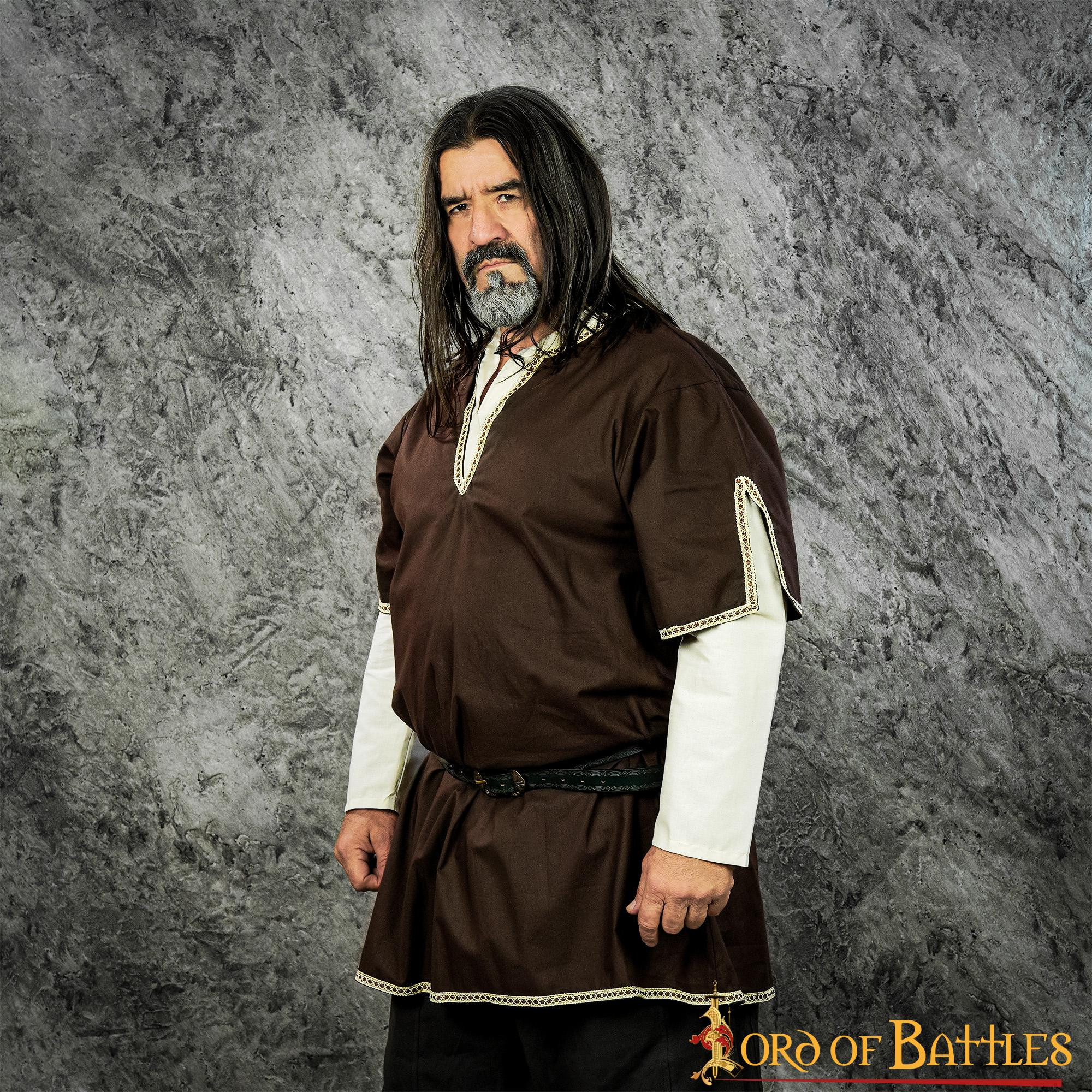 Viking tunic with double sleeves - Brown