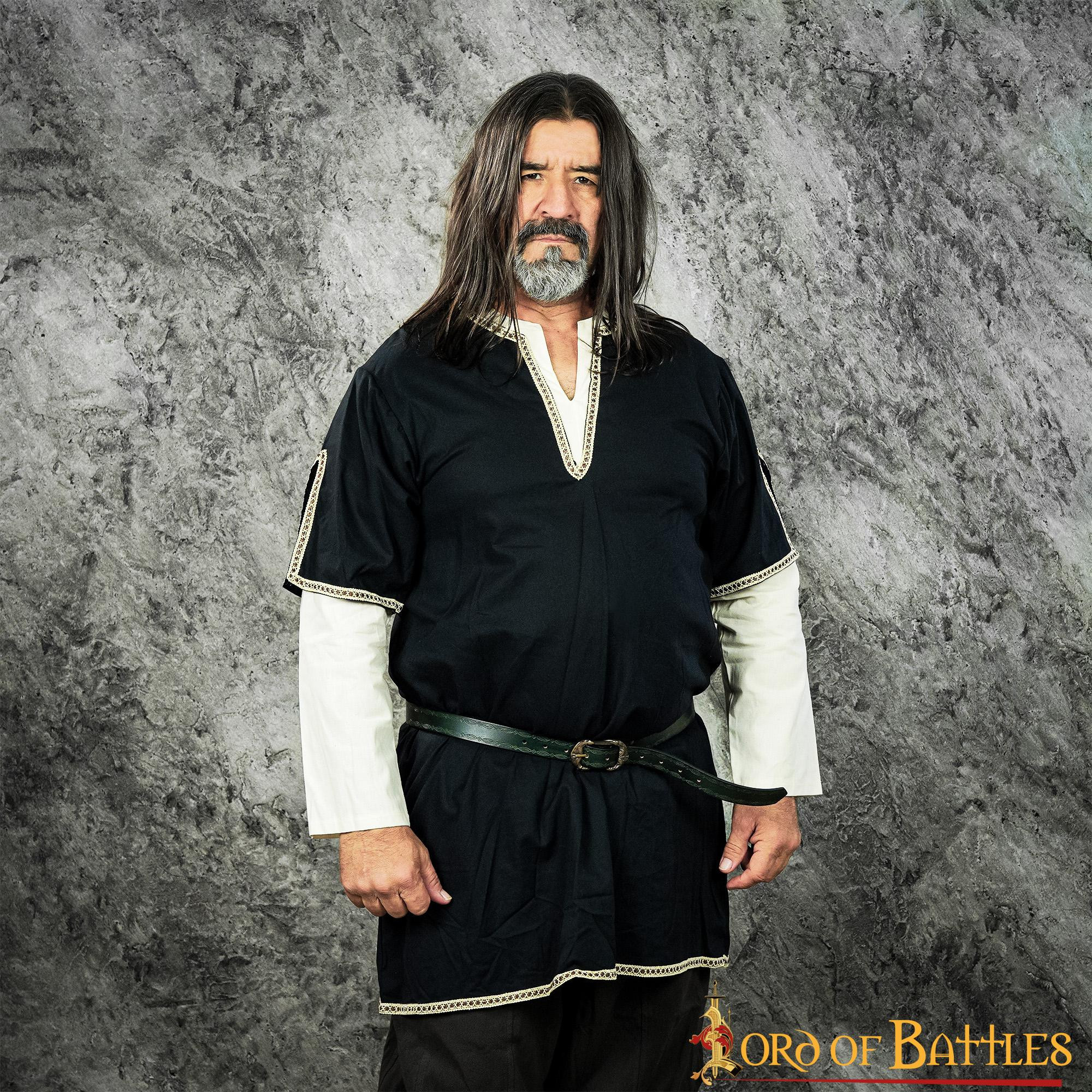 Viking tunic with double sleeves - Black