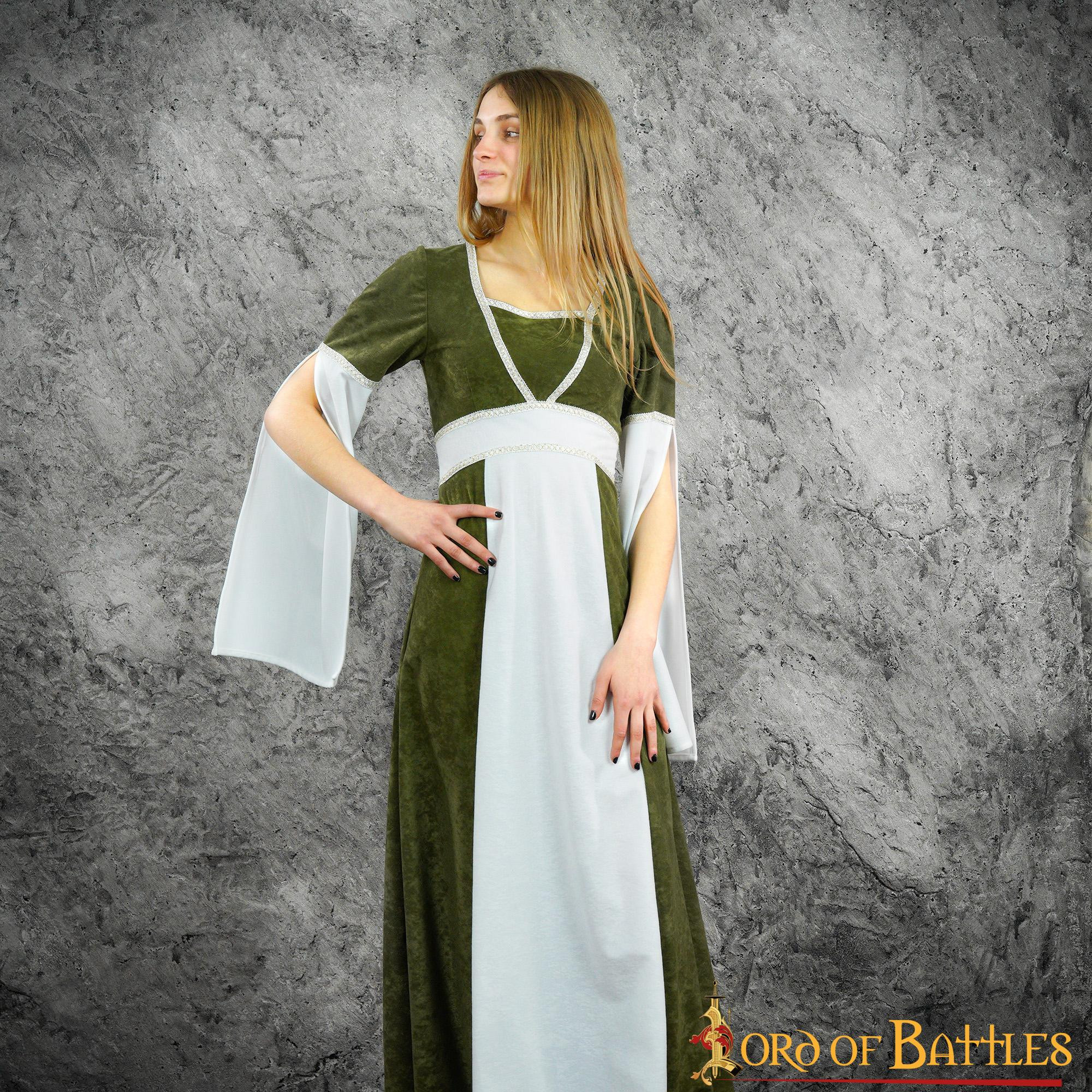 Medieval dress Agnes in suede - Green