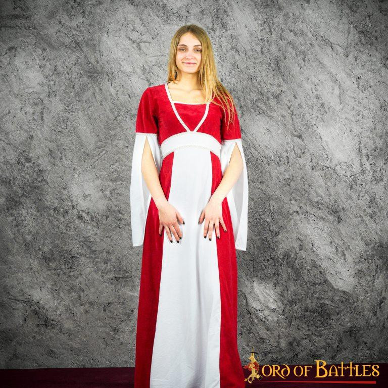 Inés medieval dress in suede - Red