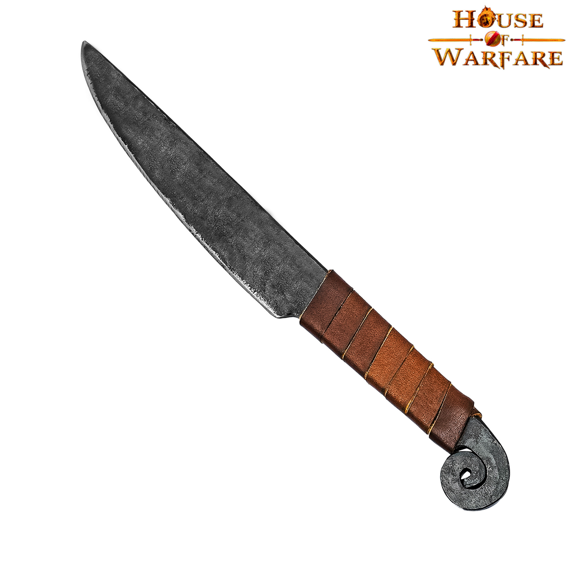 Spiral medieval knife with leather handle (29.8 cm.)