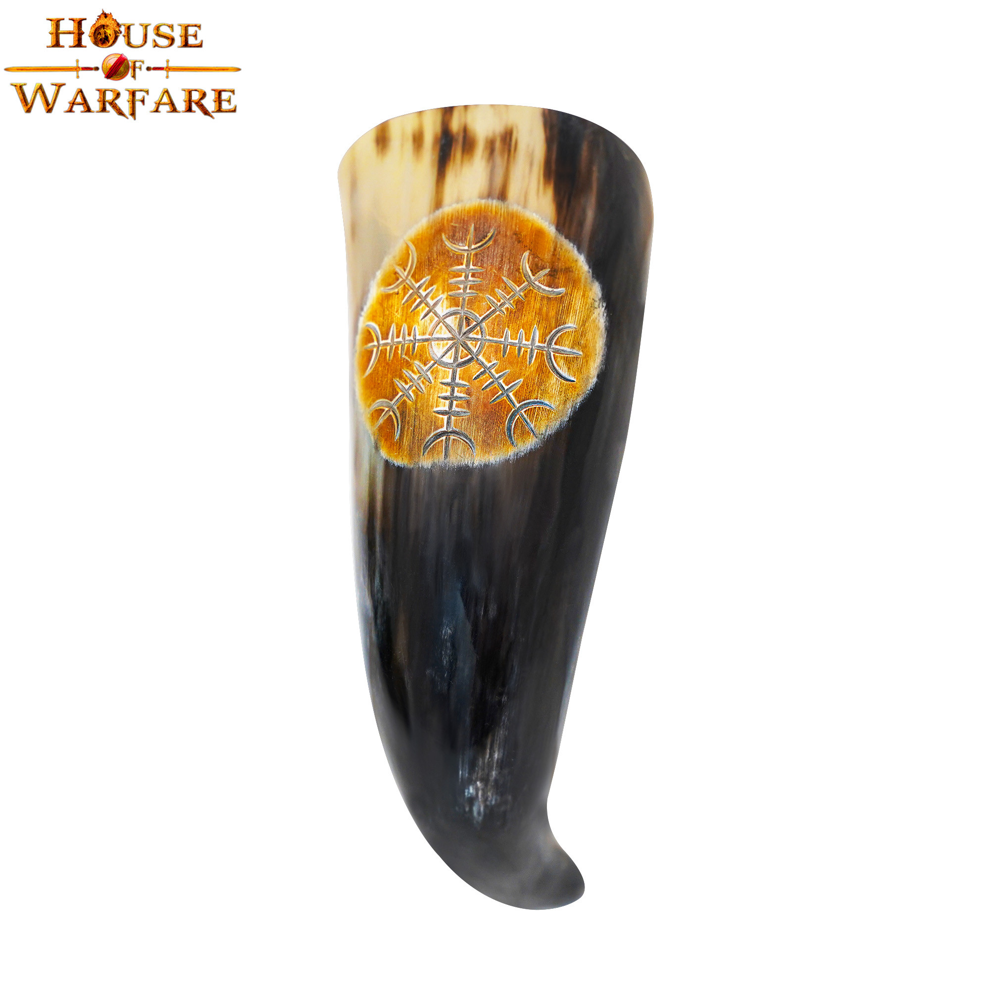 Viking drinking horn with vegvísir
