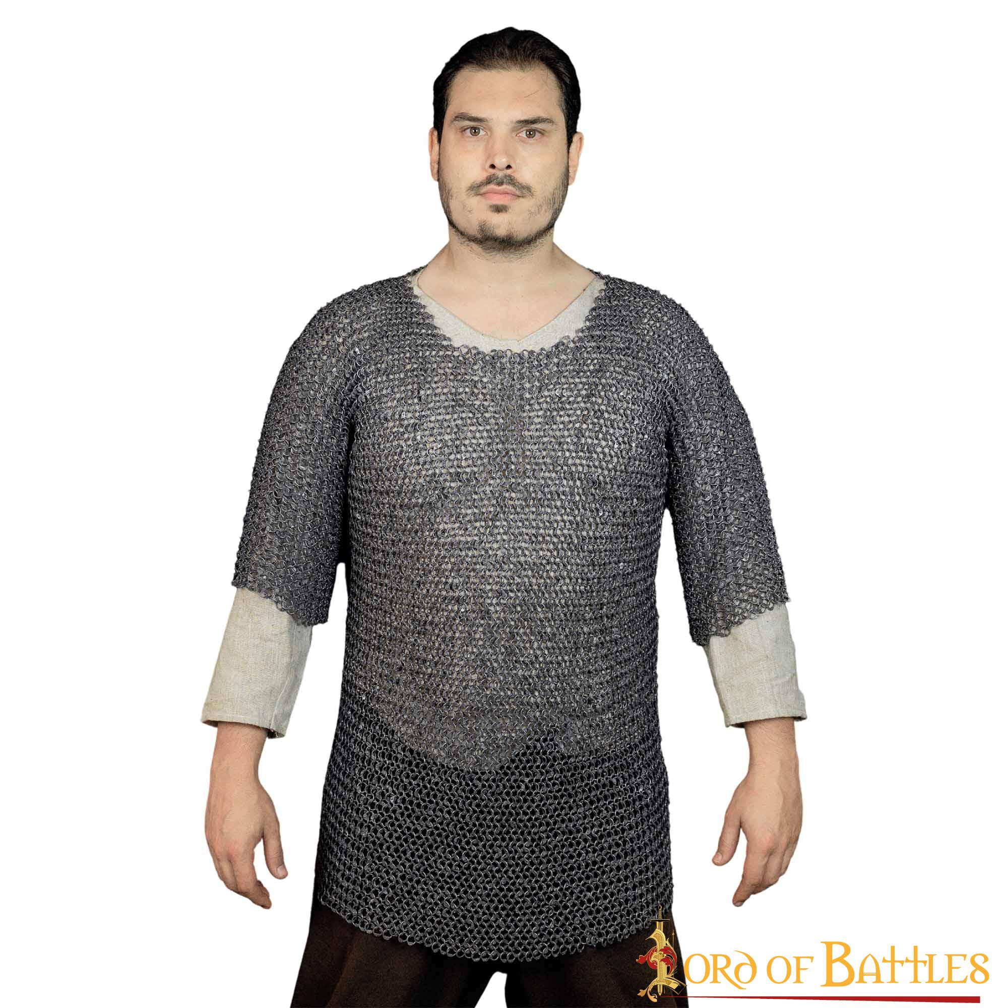 Medieval chain mail, half sleeve, with riveted round ring