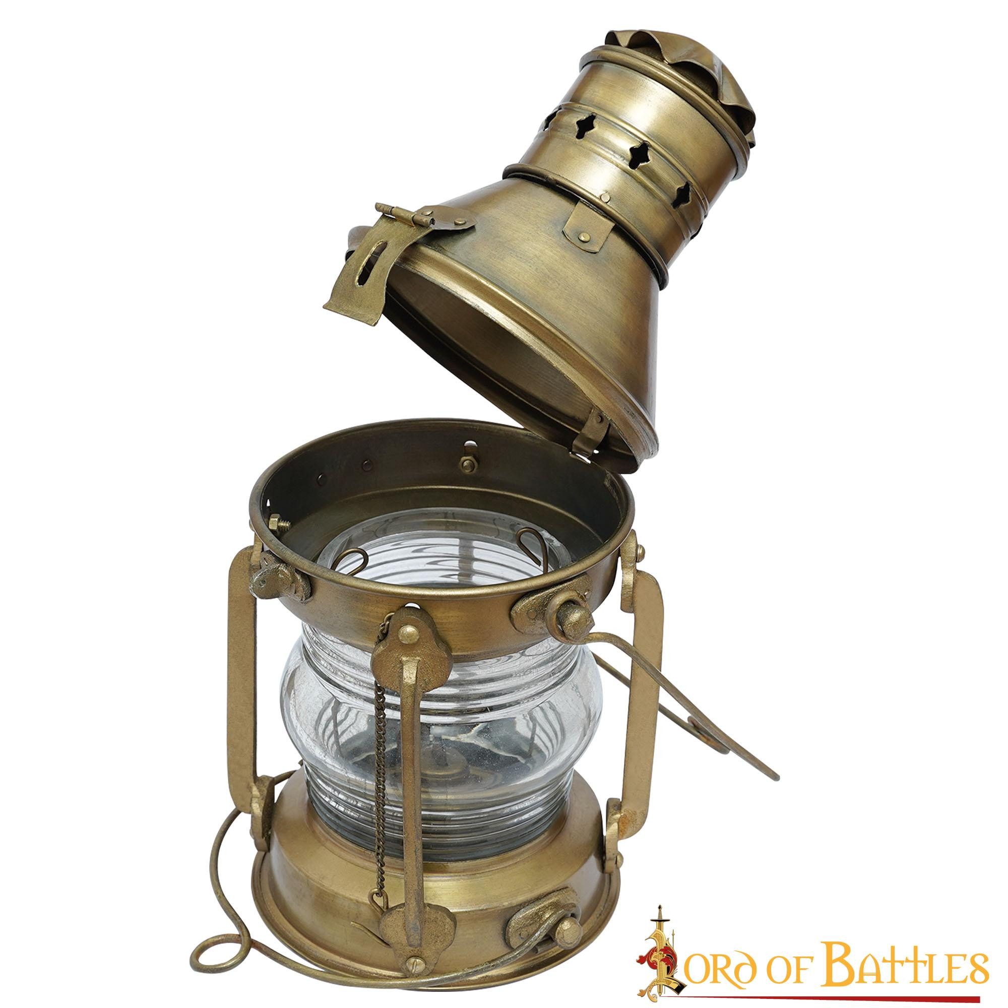 Medieval brass oil lamp (15.7x33 cm.)