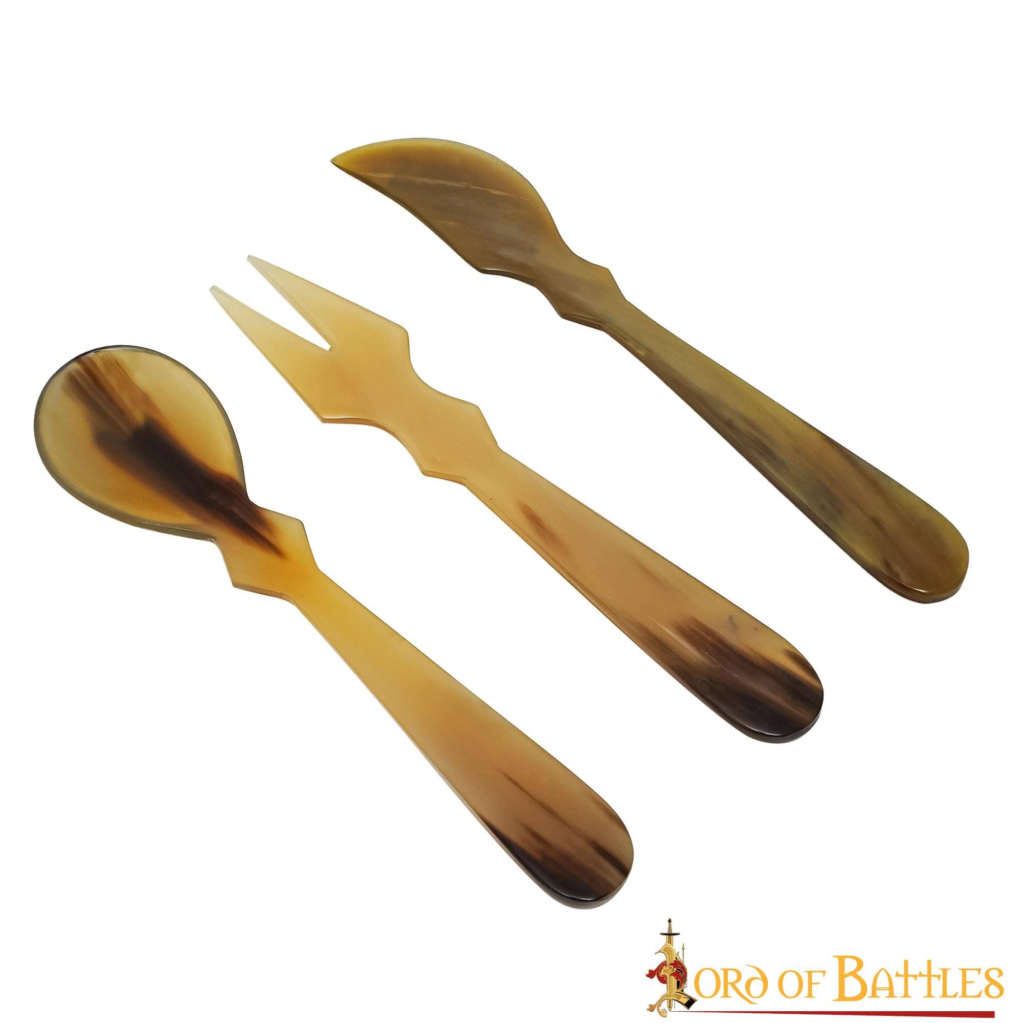 Set of 3 medieval horn cutlery (15-16 cm.)