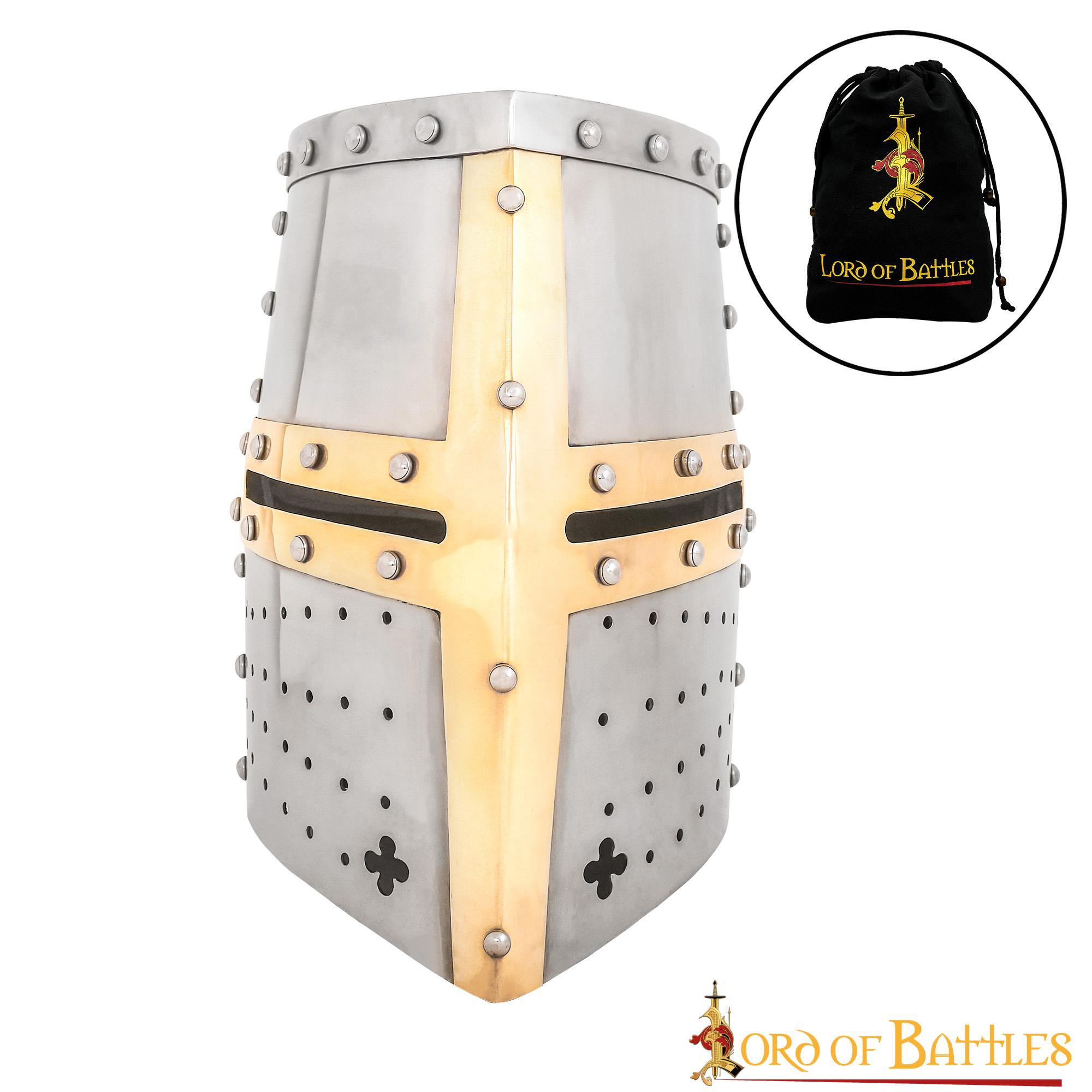 Crusader helmet with brass cross