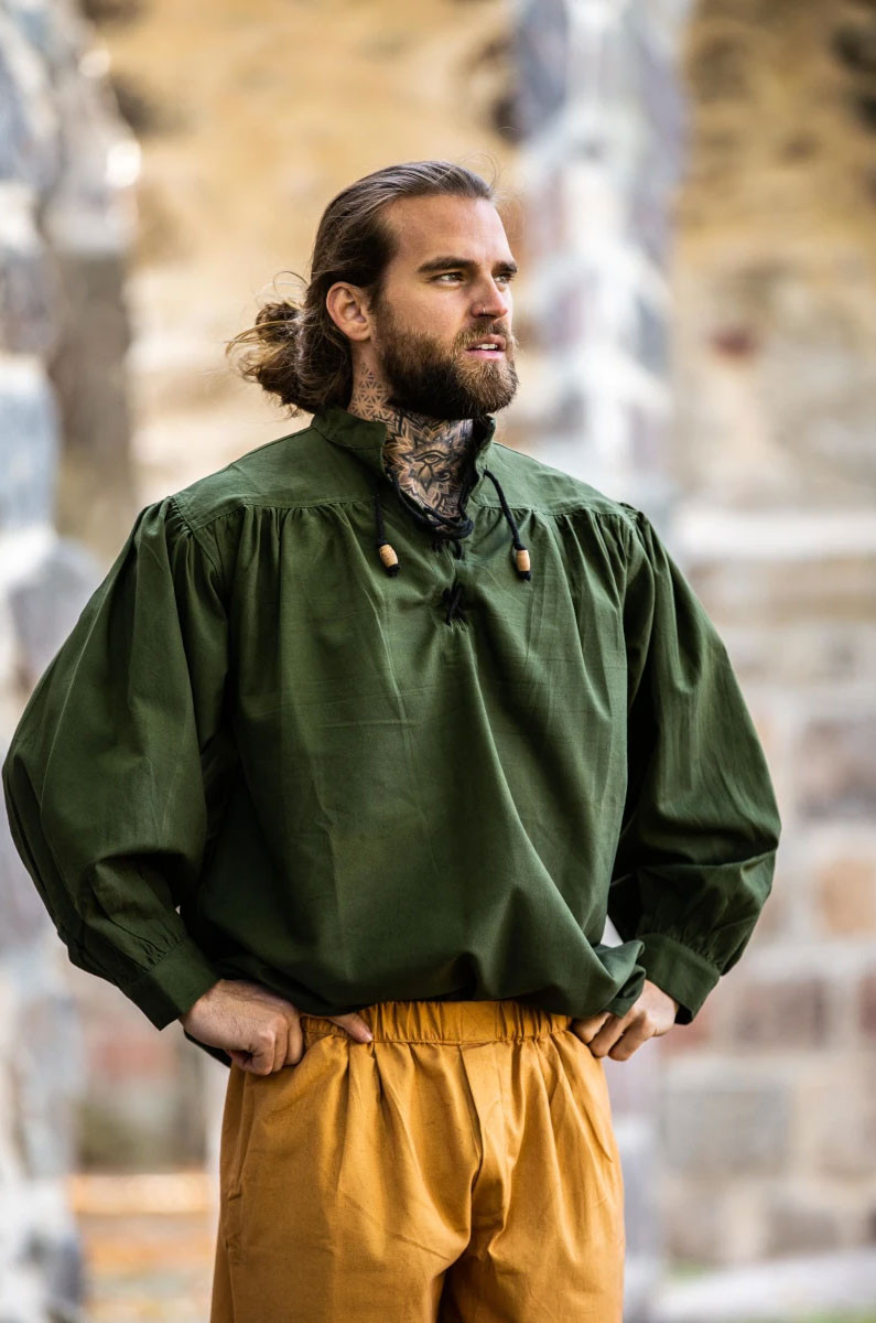 Green medieval shirt with ties