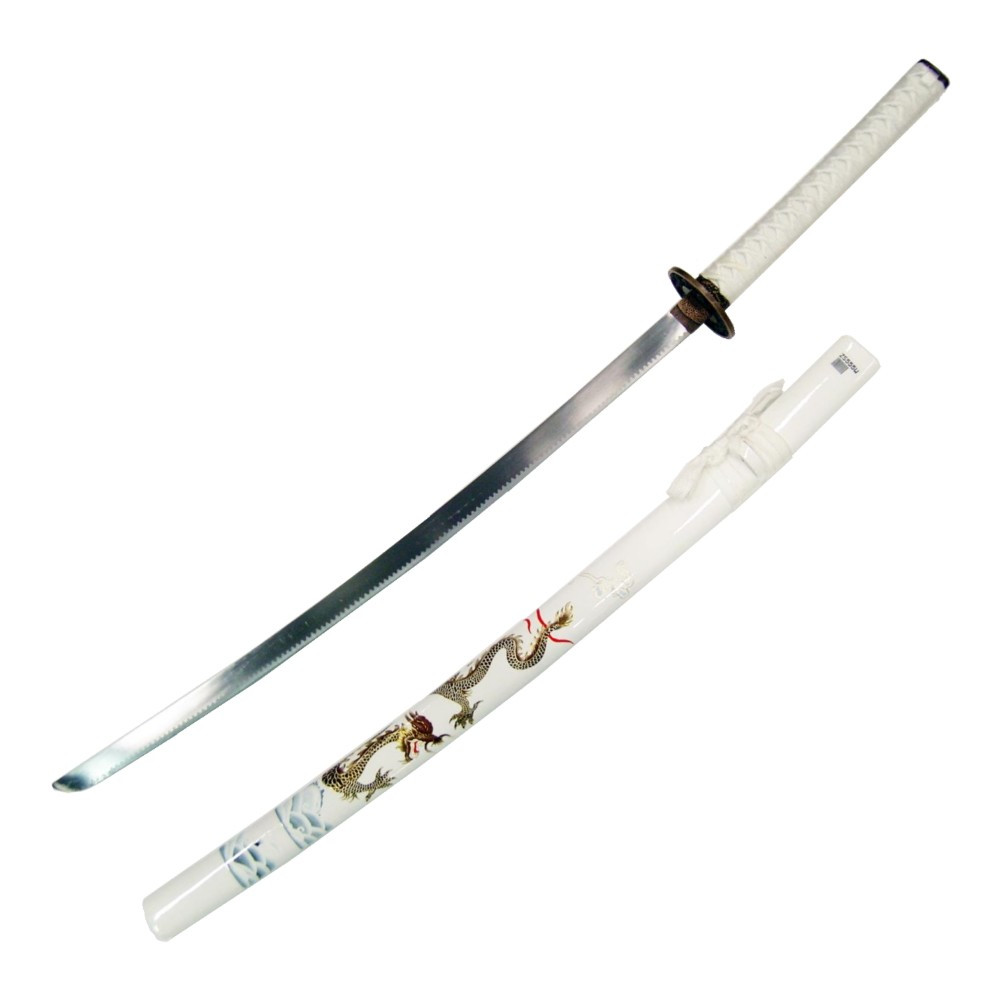 Ornamental Dragon Katana, white scabbard (102 cm.)