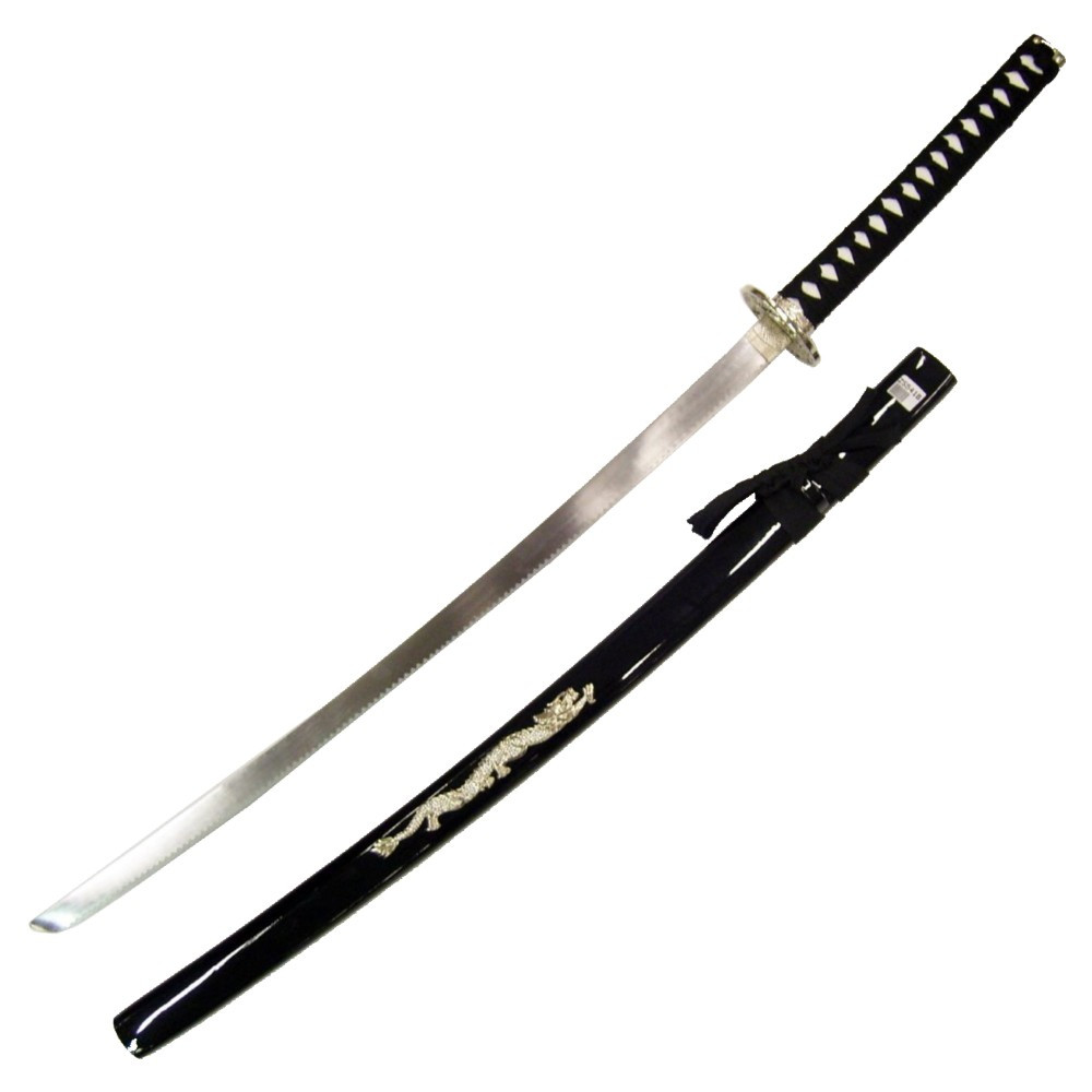 Dragon ornamental katana, black scabbard (97 cm.)