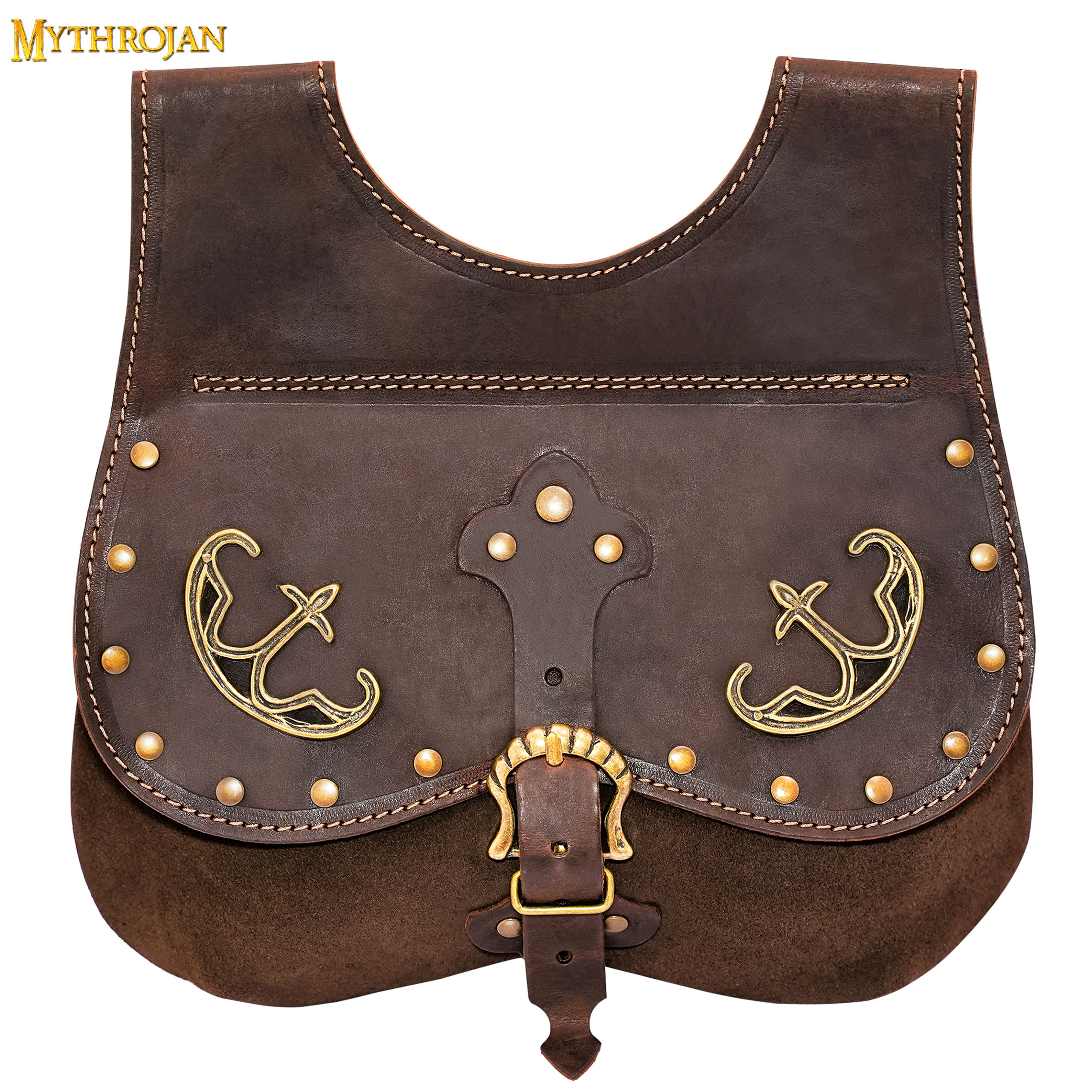 Medieval bag, fanny pack type, in brown (14th-15th centuries)