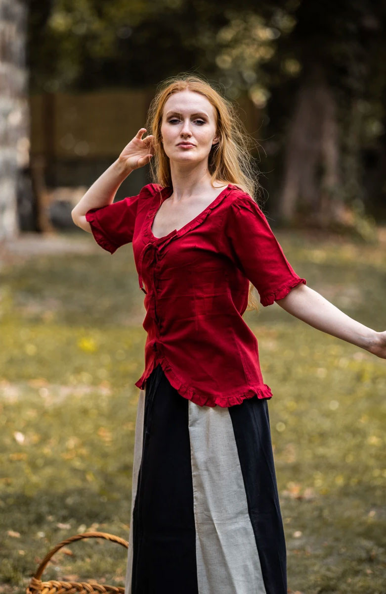 Bea medieval woman blouse, red color