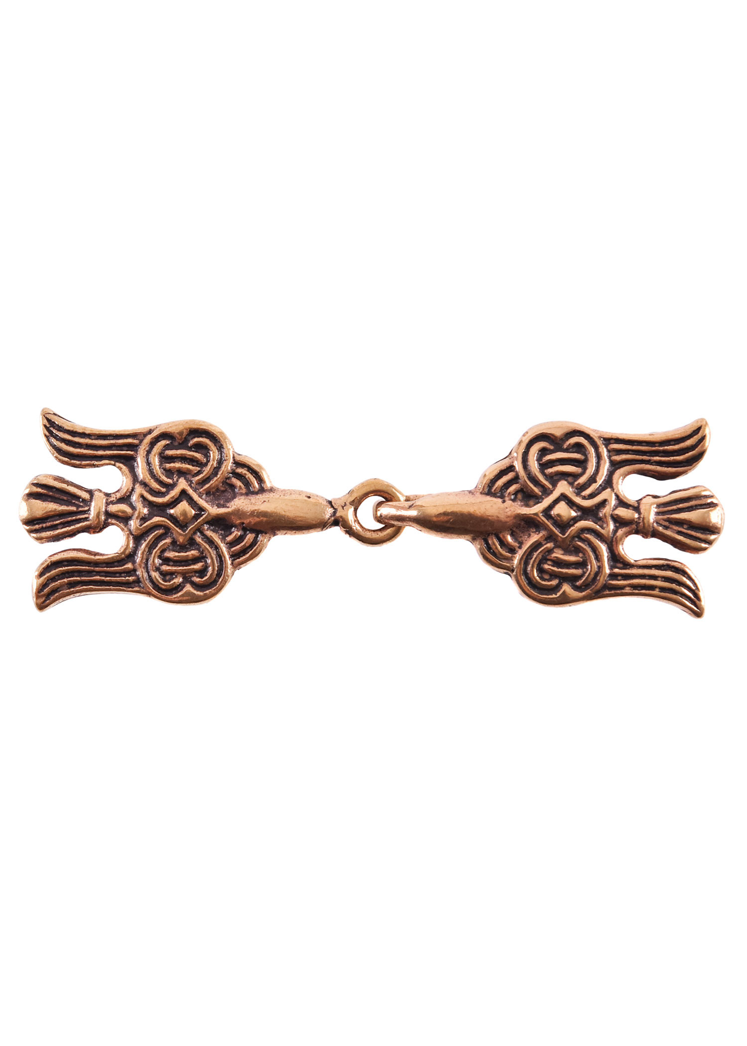 Viking Hugin and Munin cape brooch, in bronze
