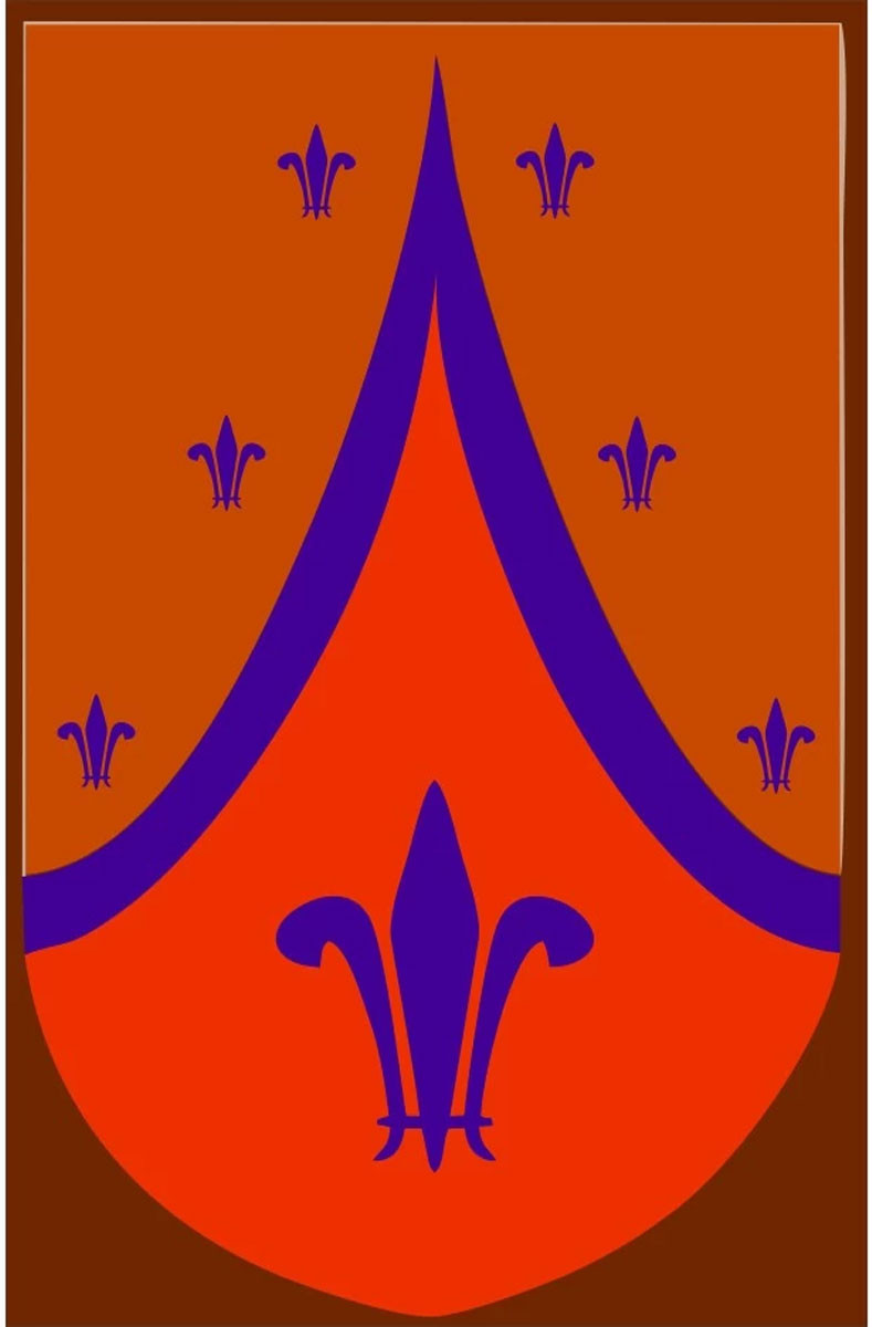 Medieval orange fleur-de-lis banner, various sizes