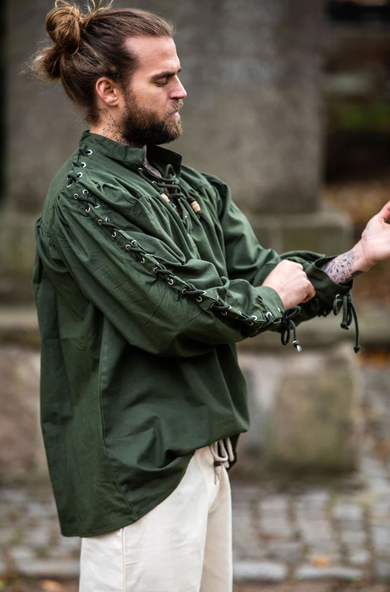 Medieval shirt Adrian with laces, green