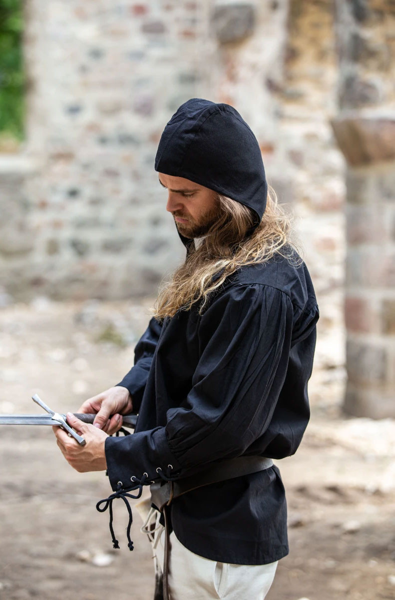 Cotton peasant crepe, black color