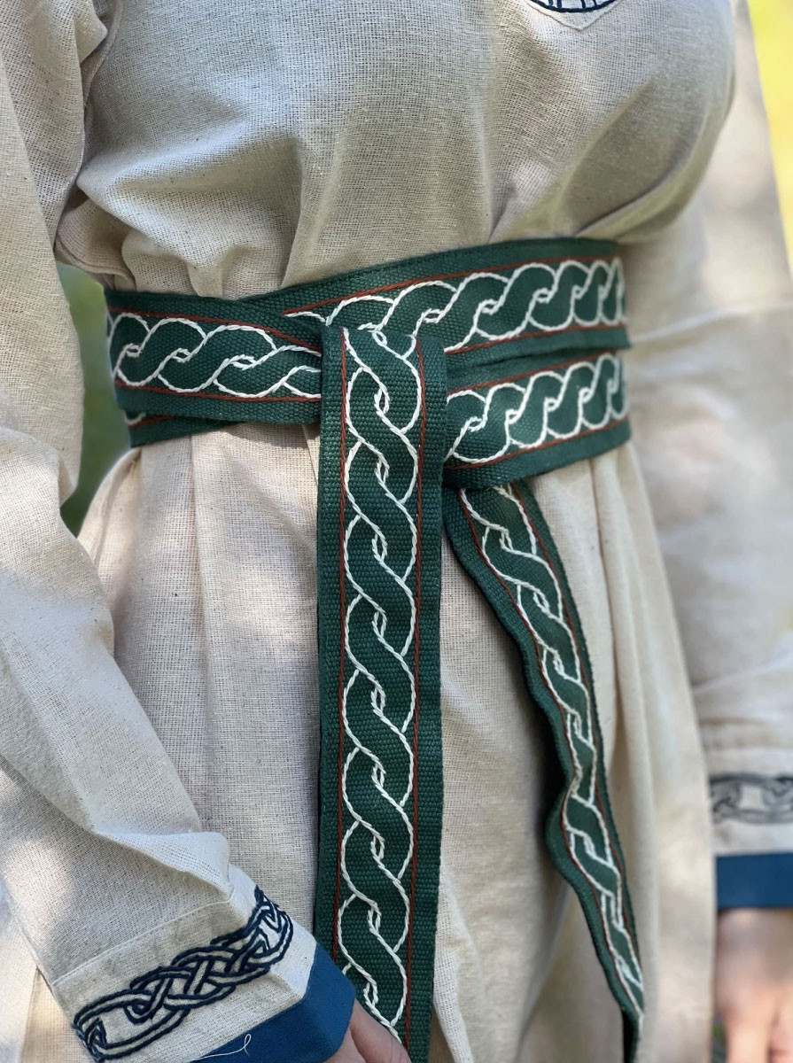 Viking belt model Elina, green cotton