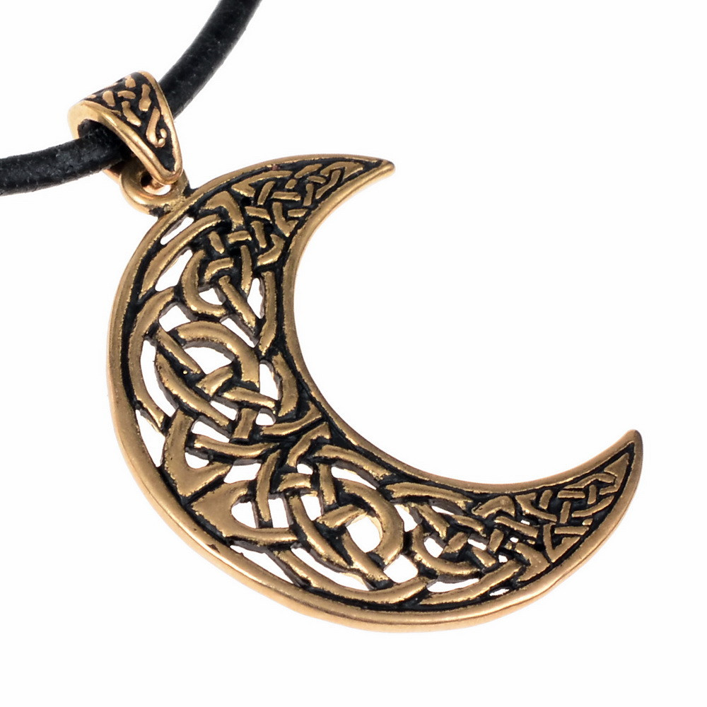 Celtic half moon pendant, bronze