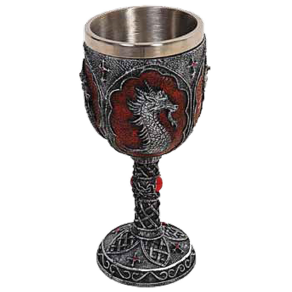 Fantasy Medieval Chalice Dragon and Crosses (18 cm.)