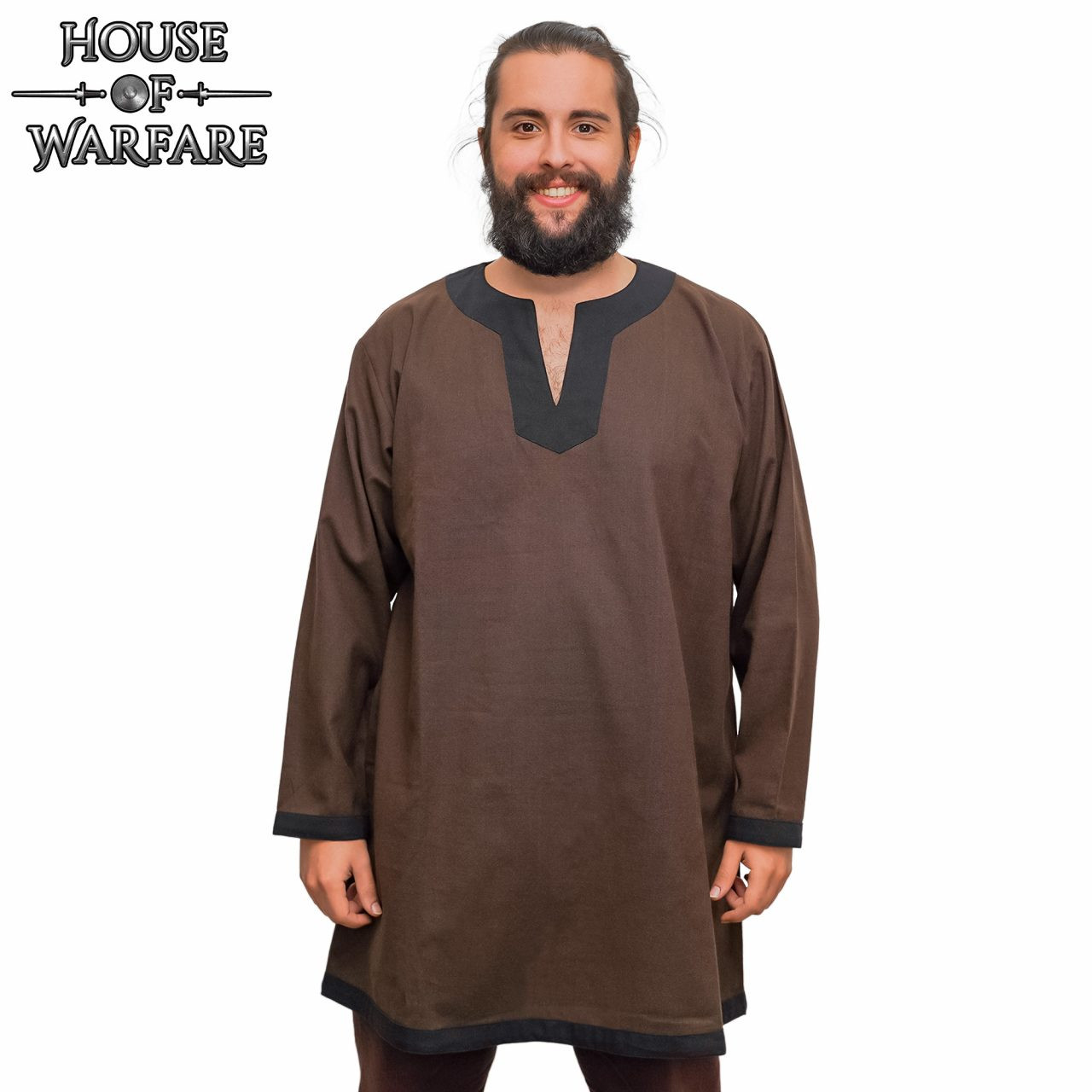 Nordic and medieval classic tunic in brown cotton