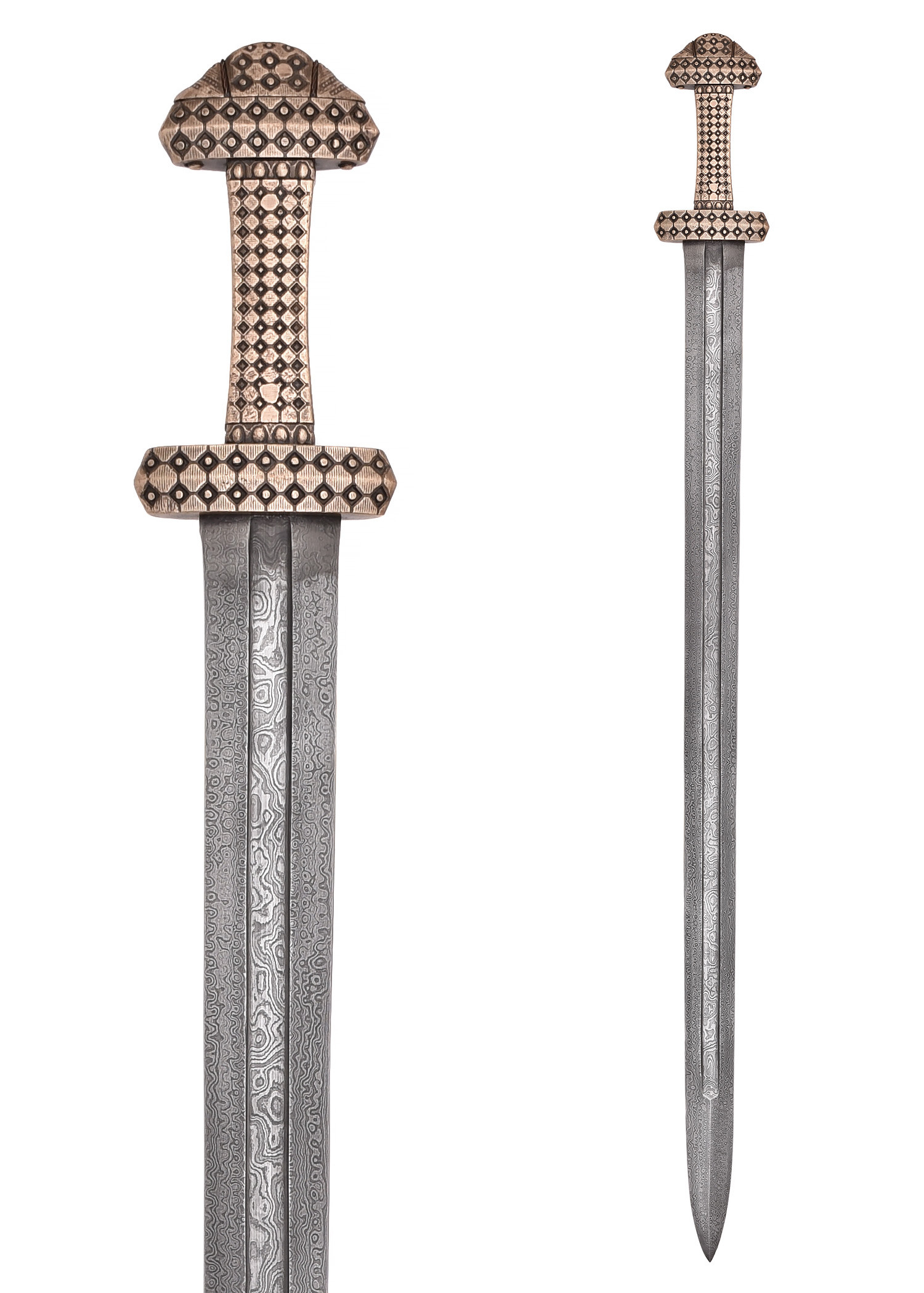 Viking sword with bronze hilt, Damascus steel