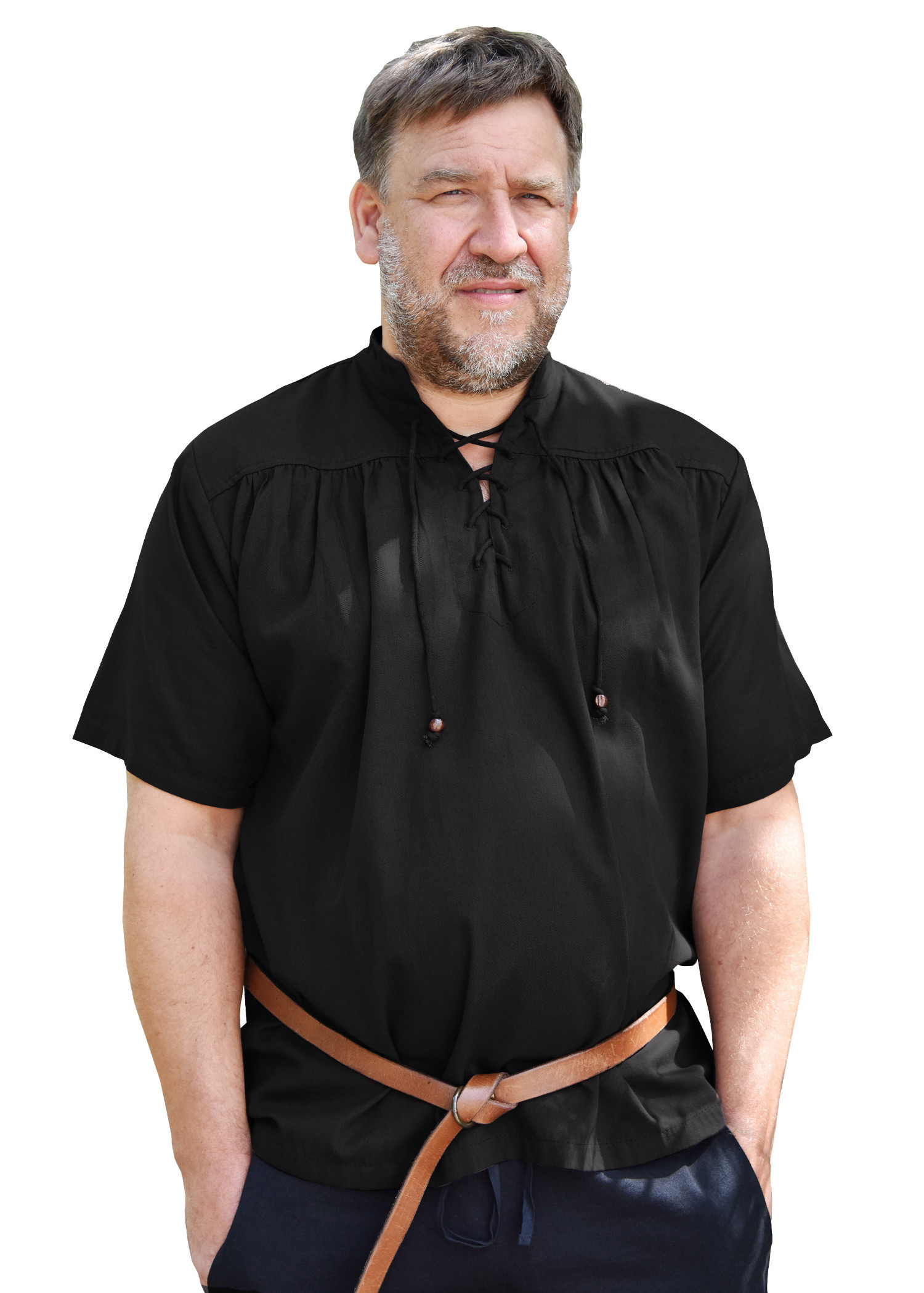 Medieval shirt man short sleeve - black