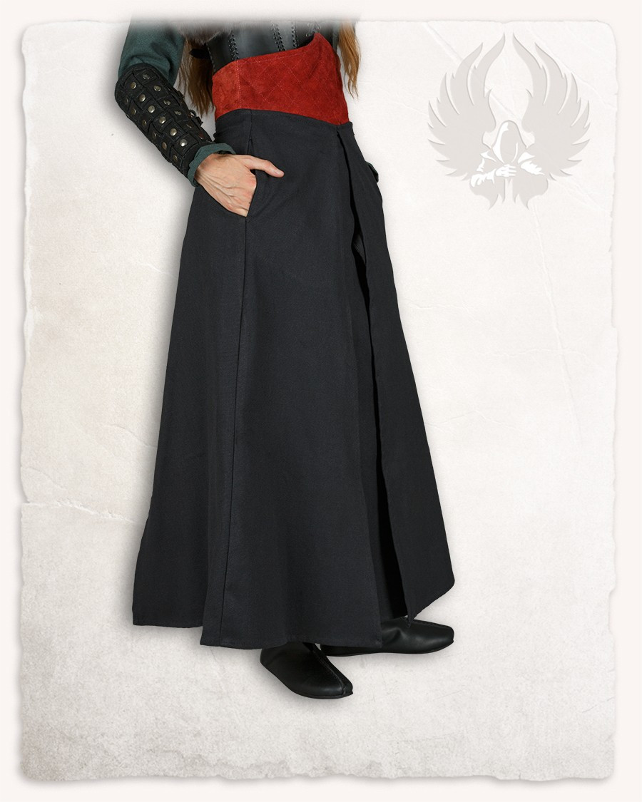 Medieval Brielle model overskirt - black/burgundy canvas