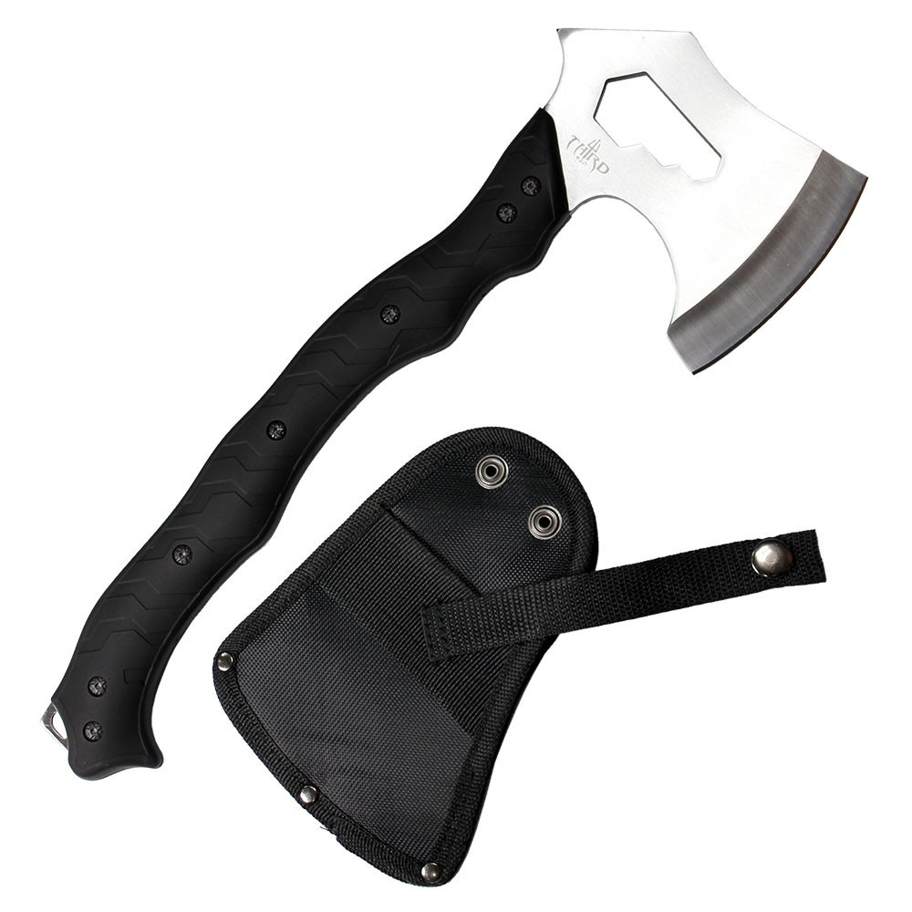Third tactical ax with satin 420 steel blade