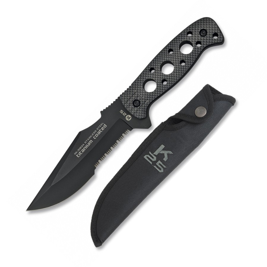 Tactical knife with sheath, blade 13.5 cms.