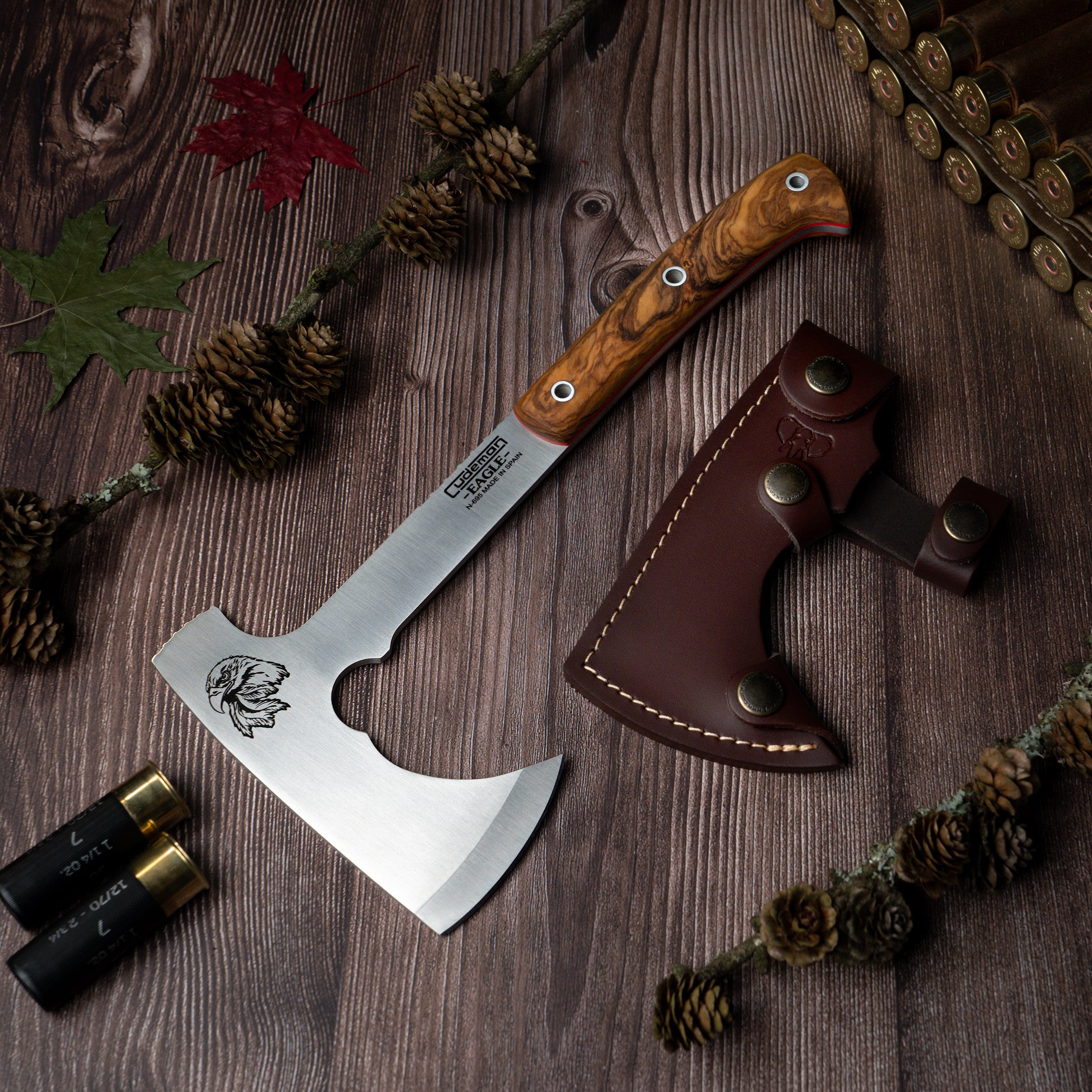 Eagle axe, olive wood handle