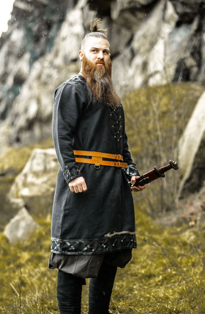 Erik Decorated Viking Tunic Black