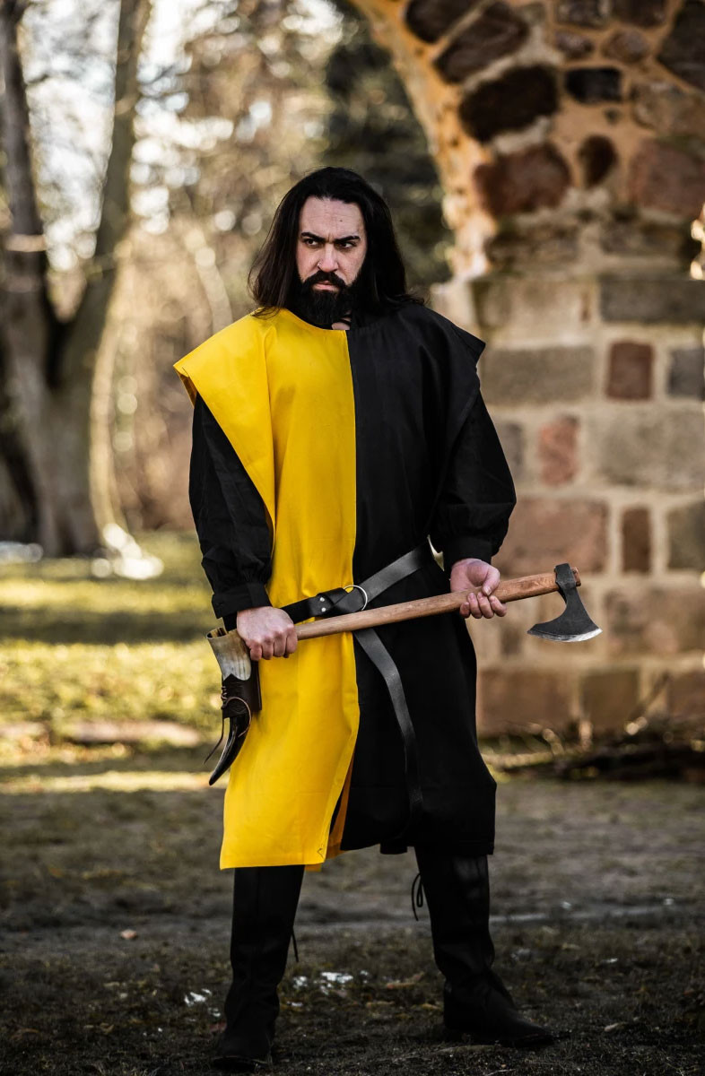 Frojoerick bipart medieval tunic, black-yellow
