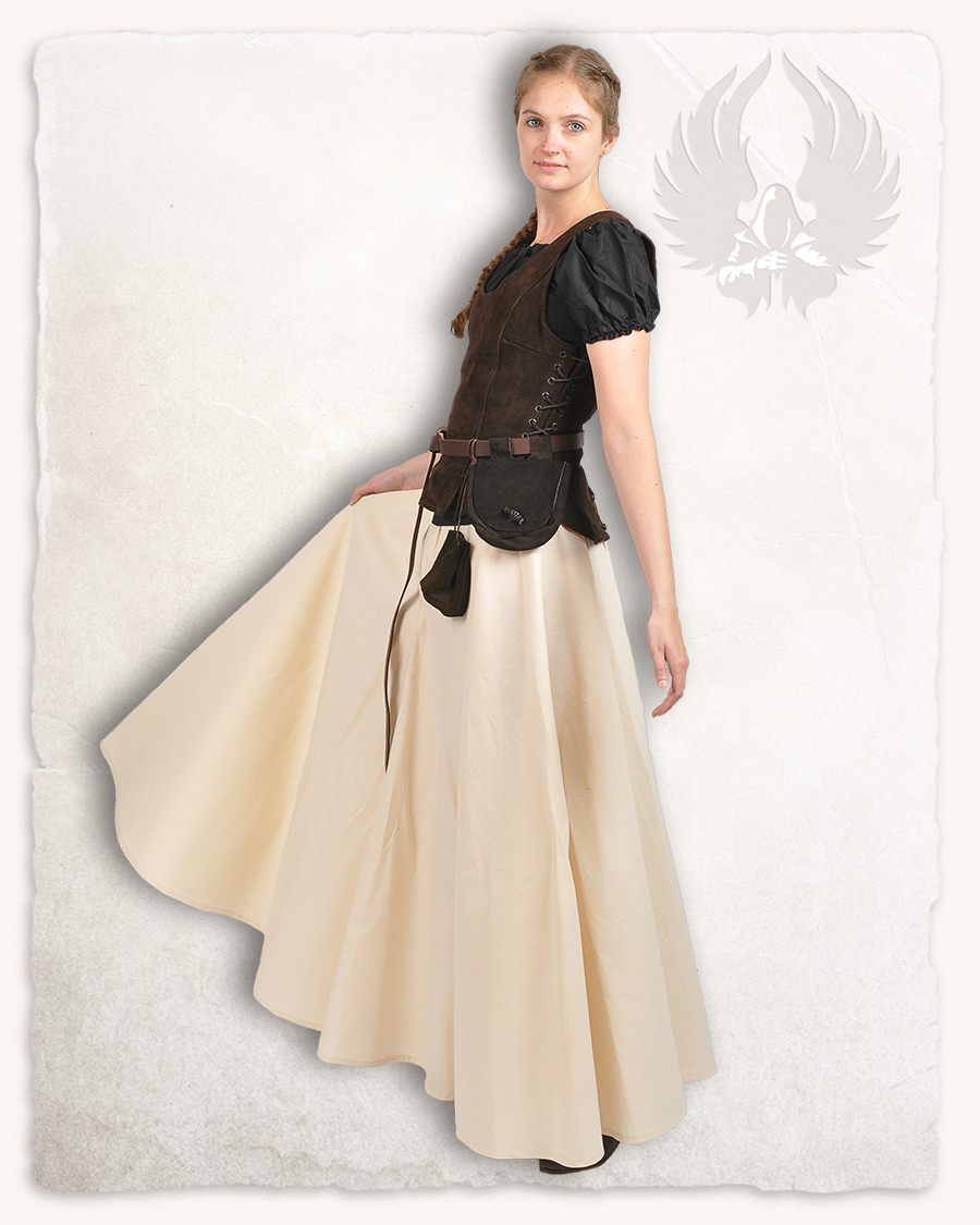 Medieval cotton skirt Úrsula model, natural white