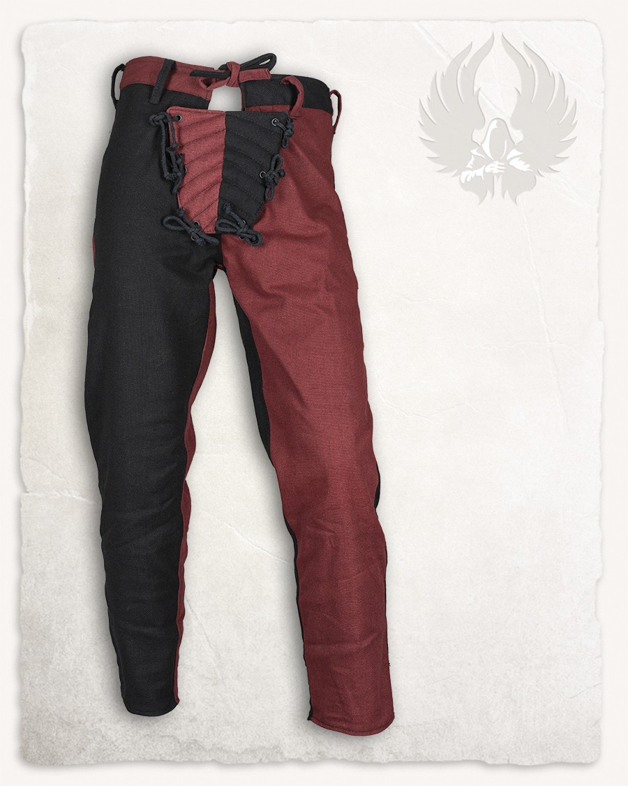 Medieval trousers Gustavo model, black-burgundy