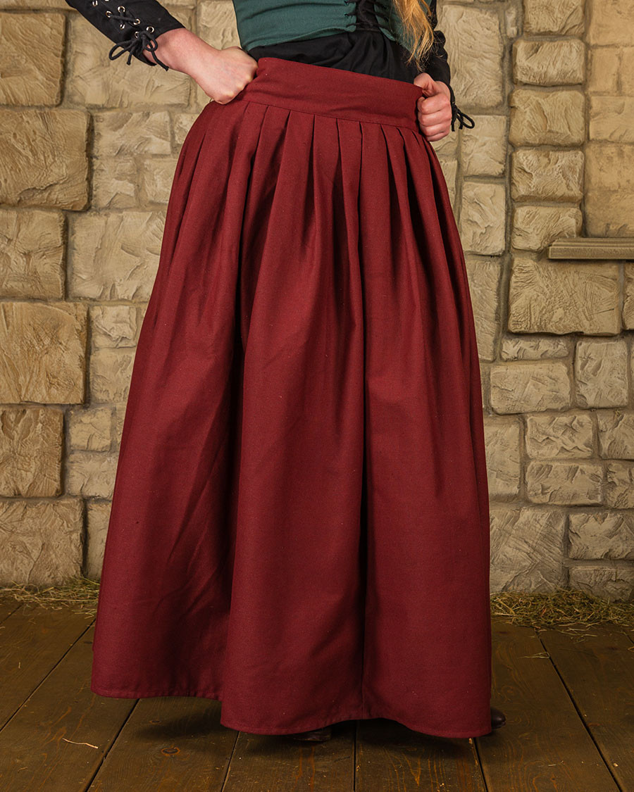 Medieval cotton skirt Anna model, burgundy
