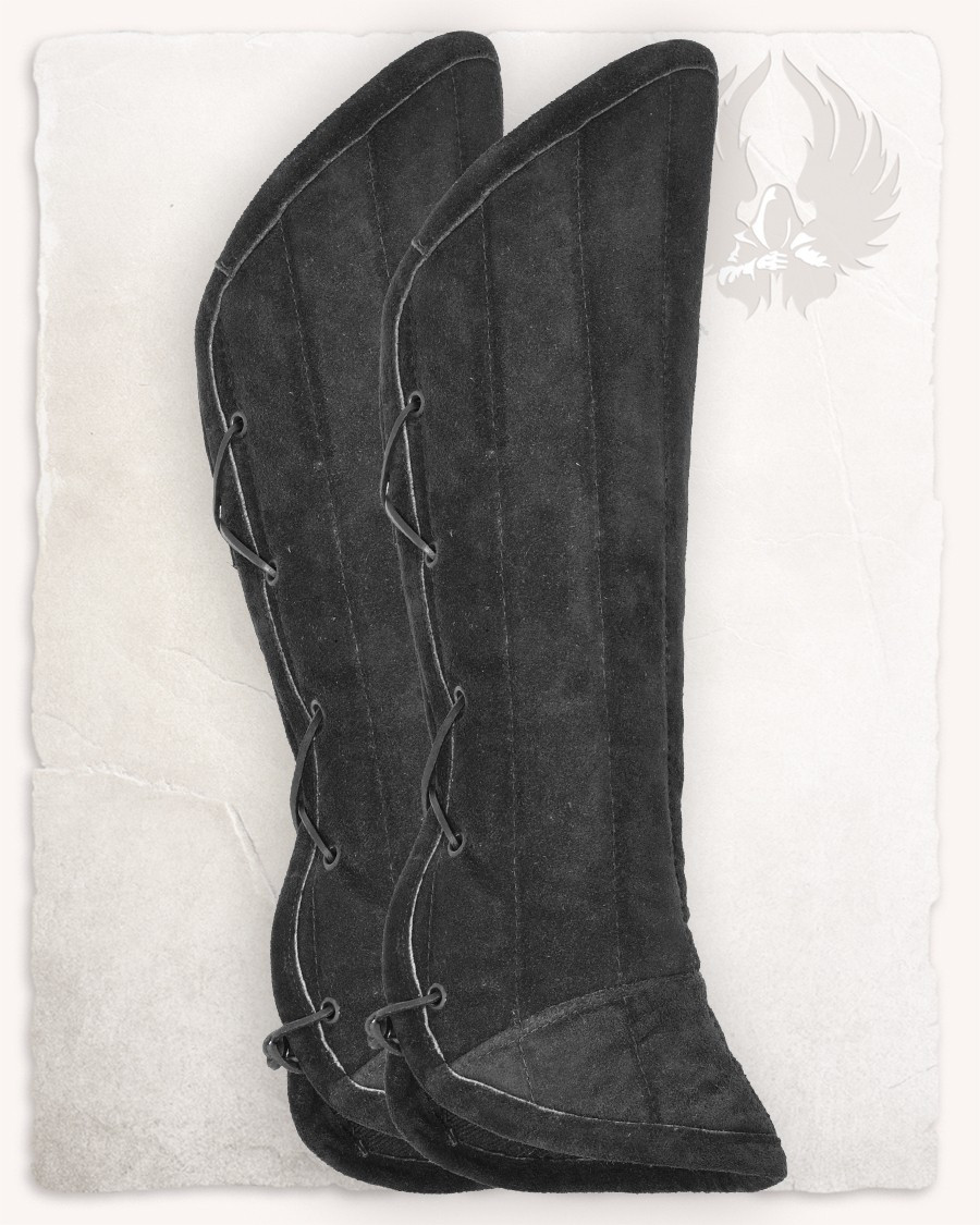Medieval greaves in suede Leopold model, black