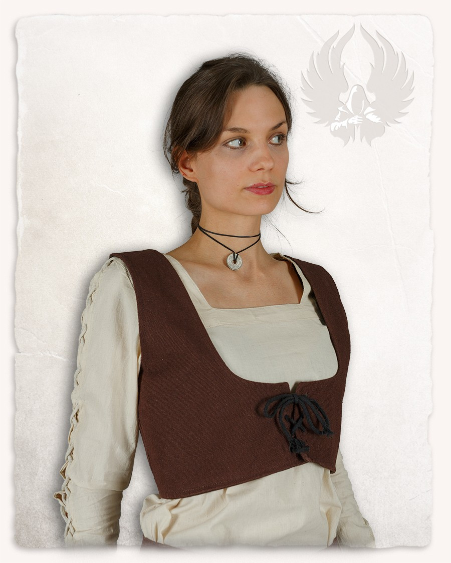 Medieval bodice in brown cotton model Annabelle