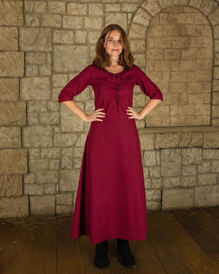 Medieval red cotton dress model Irene