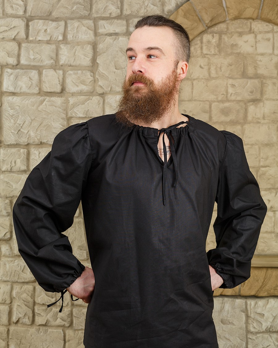 Medieval shirt model Rafael, black cotton