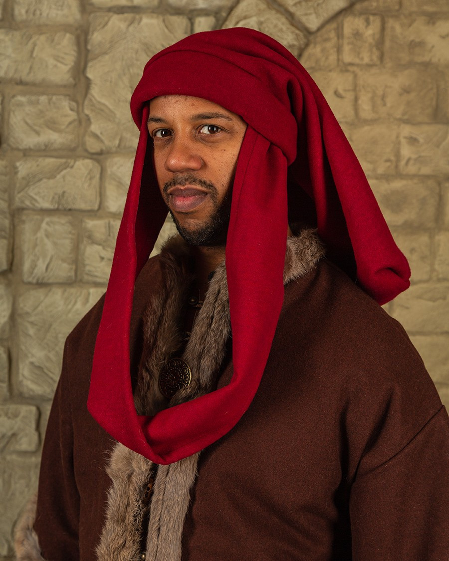 Medieval Rafael unisex cap in wool, burgundy color