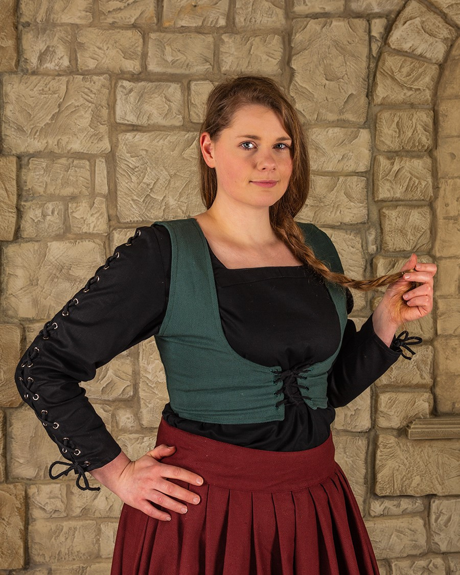 Medieval bodice in green cotton model Annabelle