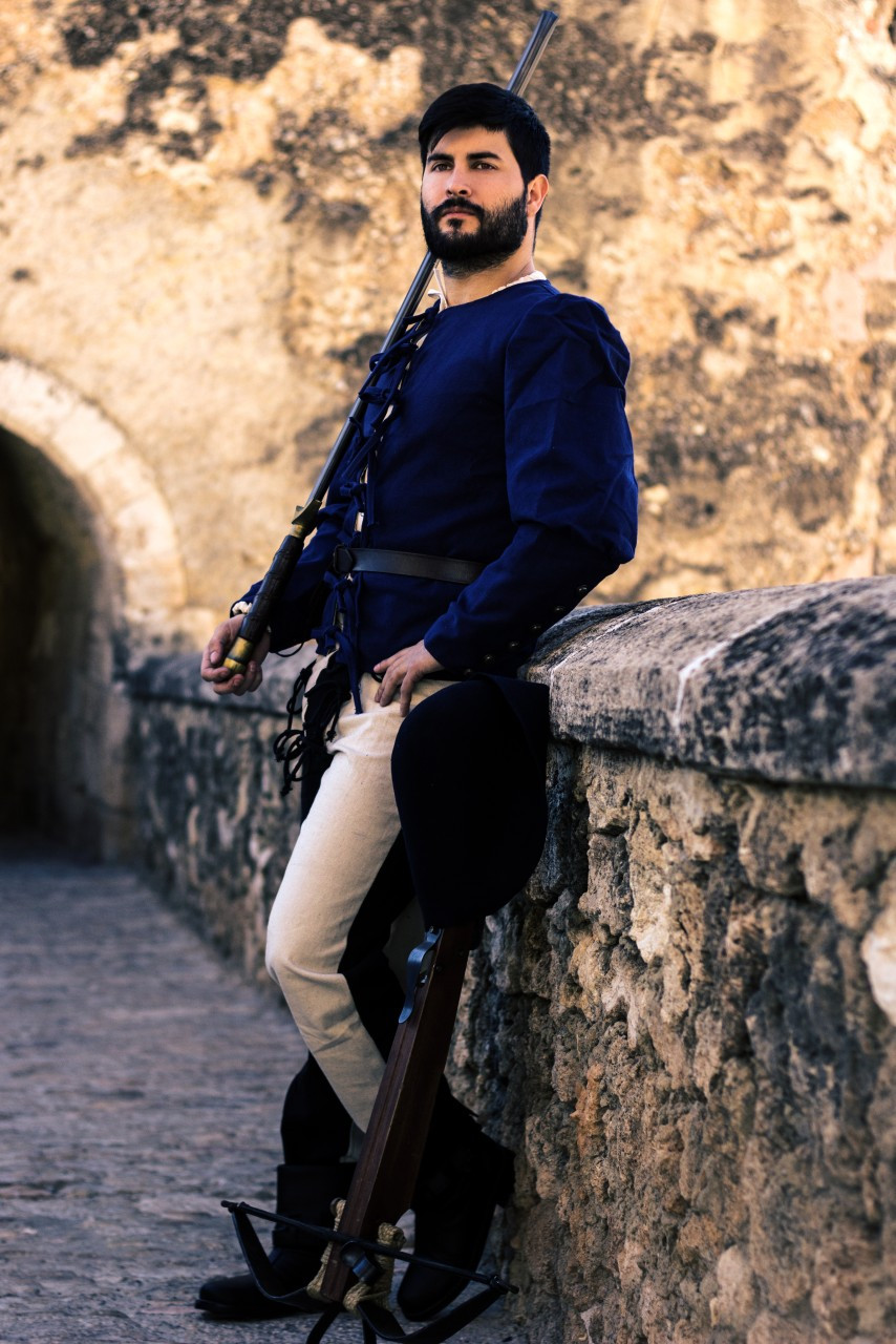Medieval jacket model Rafael, blue cotton